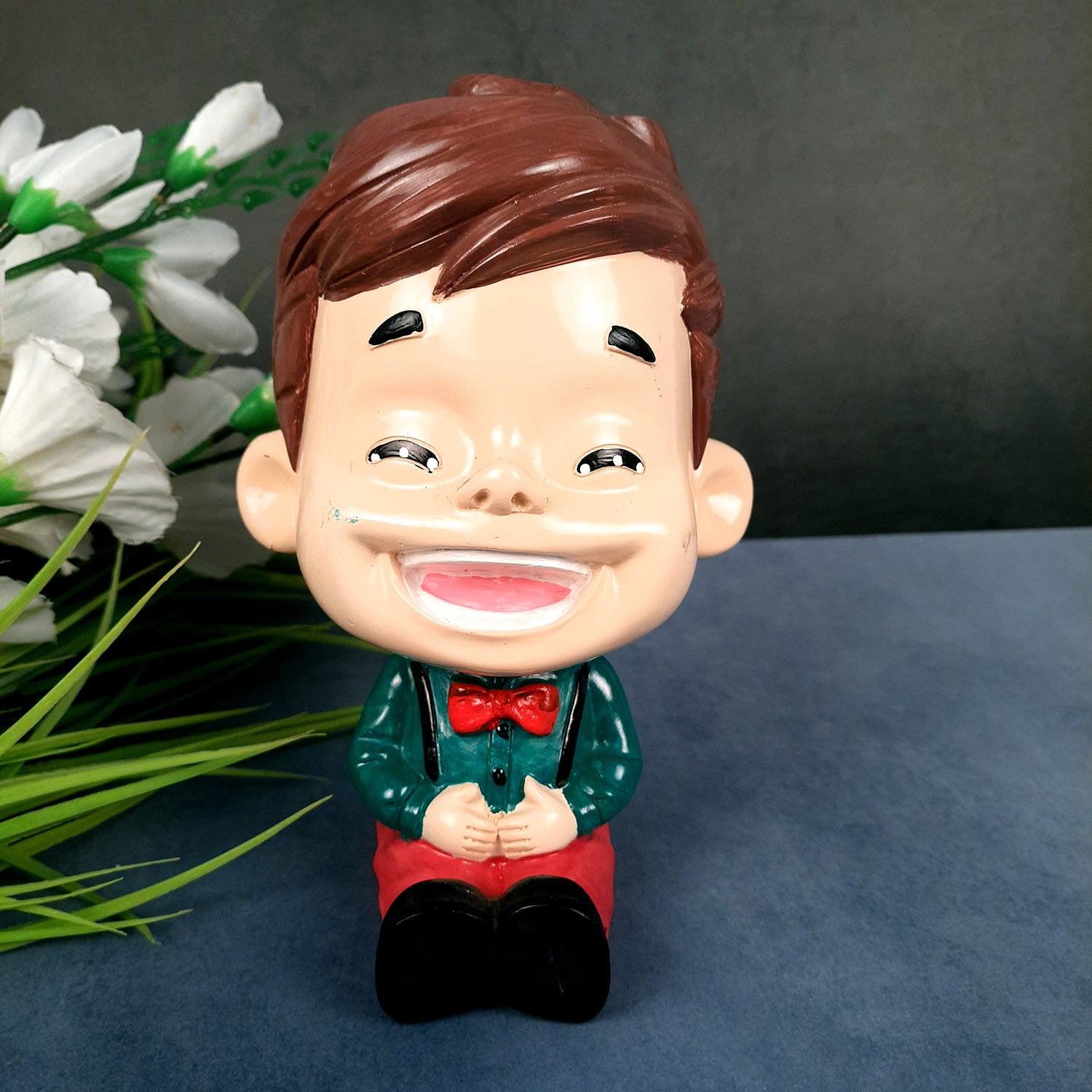 Decorative Sitting Boys Showpiece Human Figurine | Cute Resin Showpiece - for Living Room, Home, Table Decor, Gift for Him - 8 Inch (Set of 4)-Apkamart