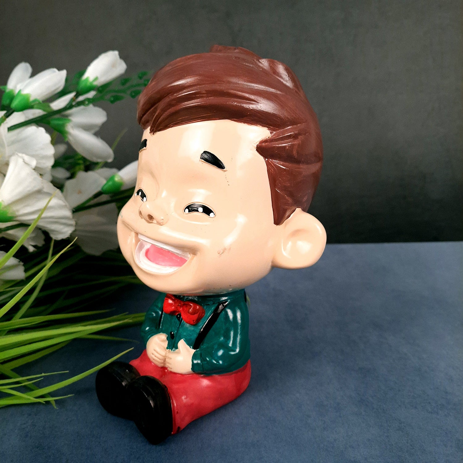 Decorative Sitting Boys Showpiece Human Figurine | Cute Resin Showpiece - for Living Room, Home, Table Decor, Gift for Him - 8 Inch (Set of 4)-Apkamart