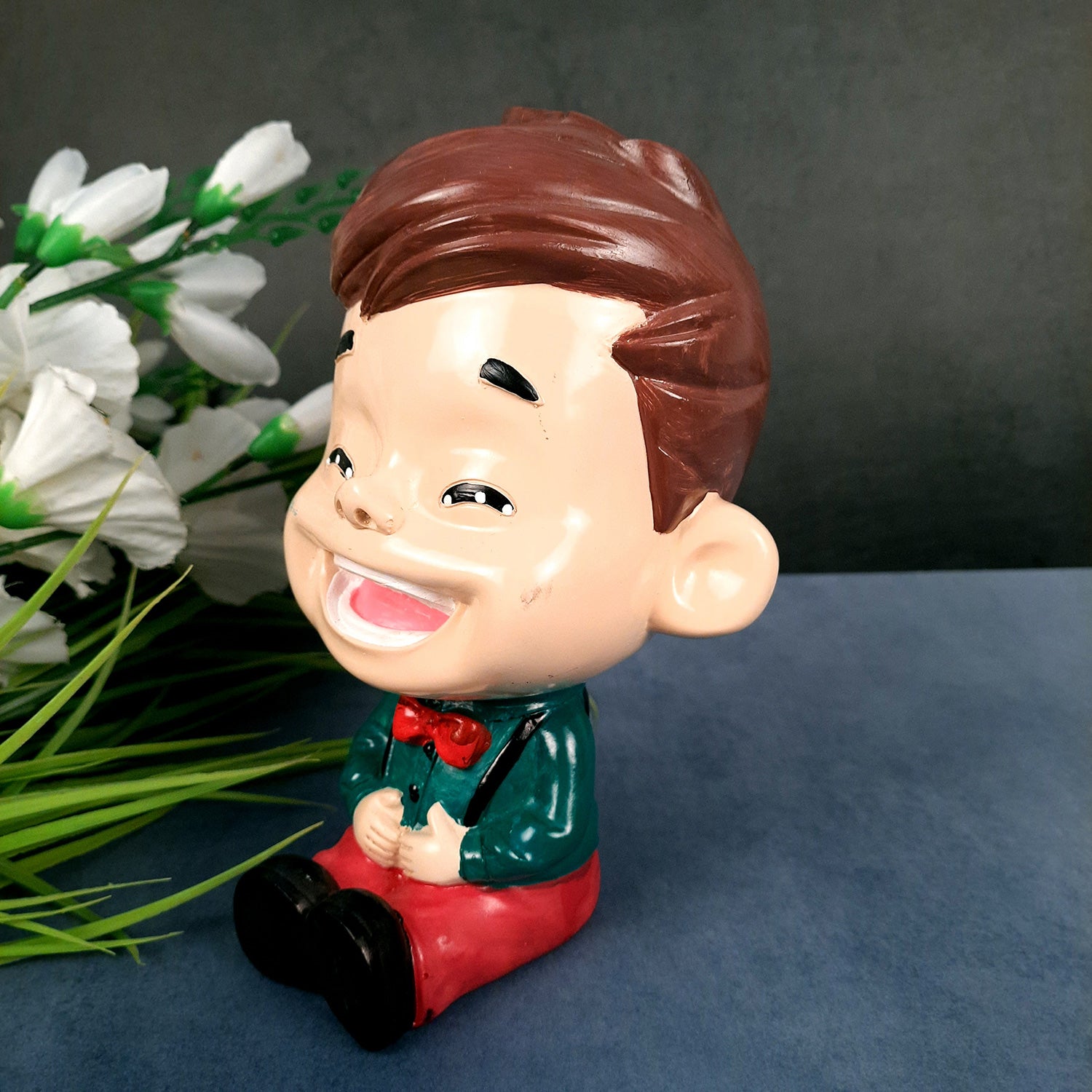 Decorative Sitting Boys Showpiece Human Figurine | Cute Resin Showpiece - for Living Room, Home, Table Decor, Gift for Him - 8 Inch (Set of 4)-Apkamart