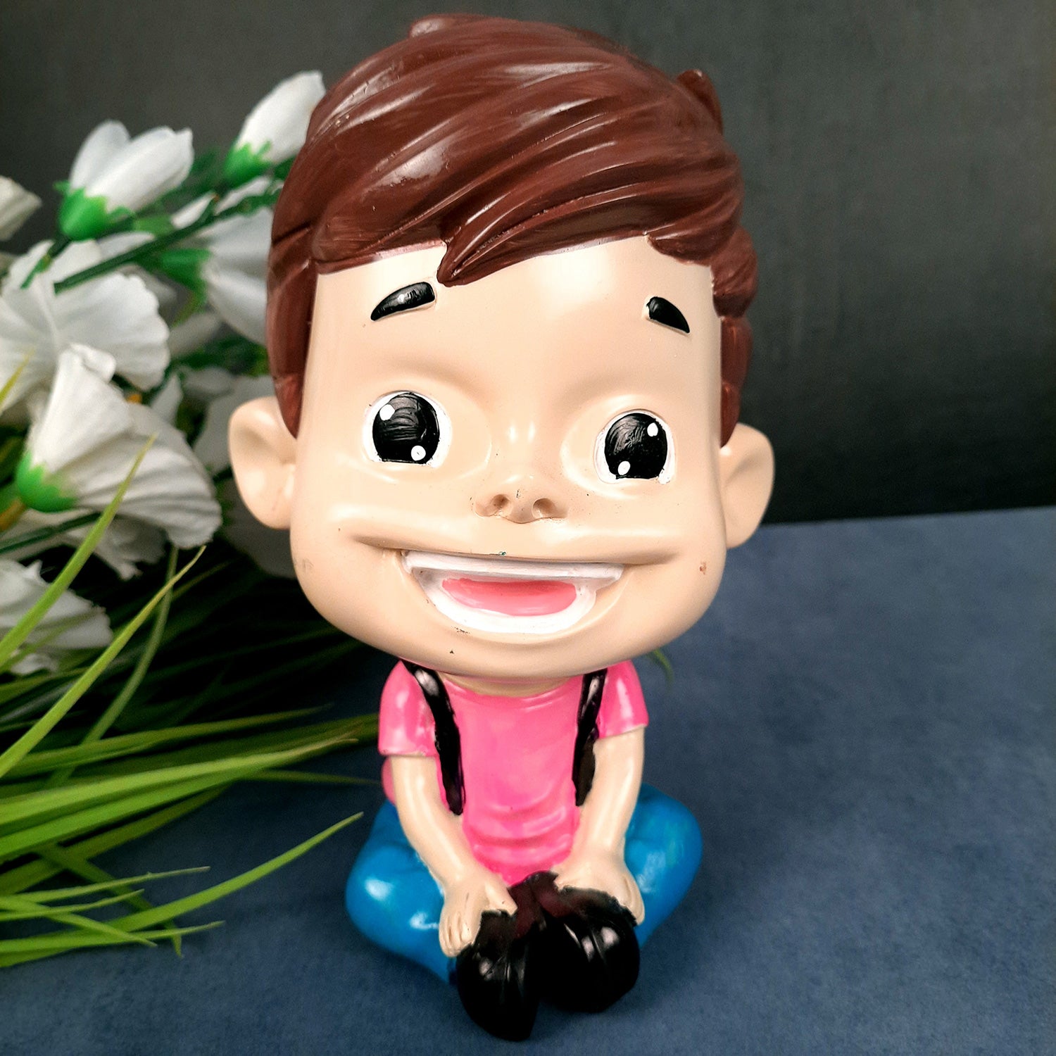 Decorative Sitting Boys Showpiece Human Figurine | Cute Resin Showpiece - for Living Room, Home, Table Decor, Gift for Him - 8 Inch (Set of 4)-Apkamart