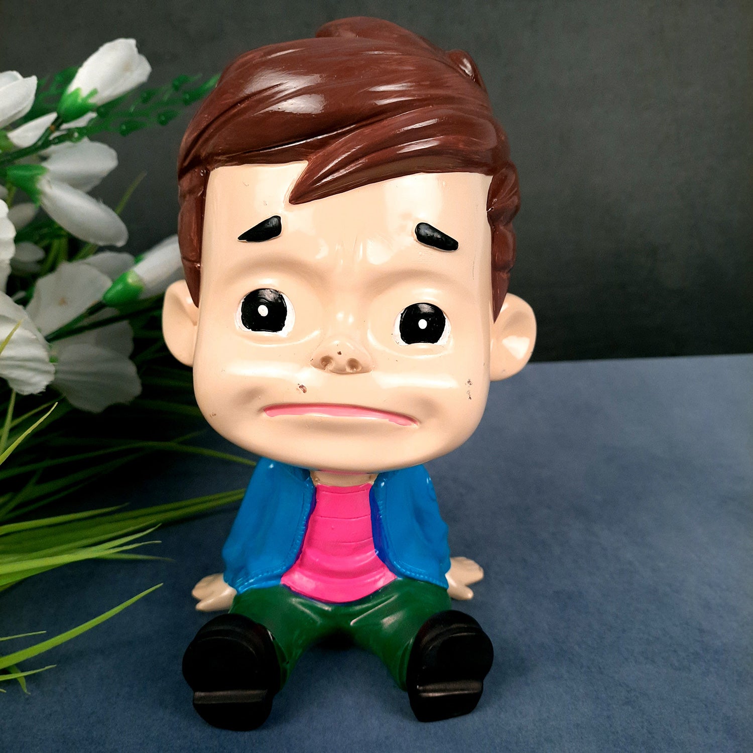 Decorative Sitting Boys Showpiece Human Figurine | Cute Resin Showpiece - for Living Room, Home, Table Decor, Gift for Him - 8 Inch (Set of 4)-Apkamart