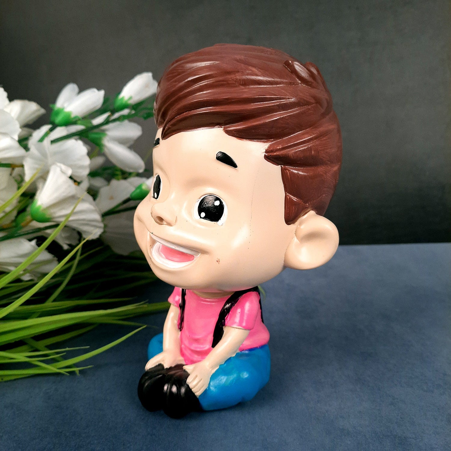 Decorative Sitting Boys Showpiece Human Figurine | Cute Resin Showpiece - for Living Room, Home, Table Decor, Gift for Him - 8 Inch (Set of 4)-Apkamart