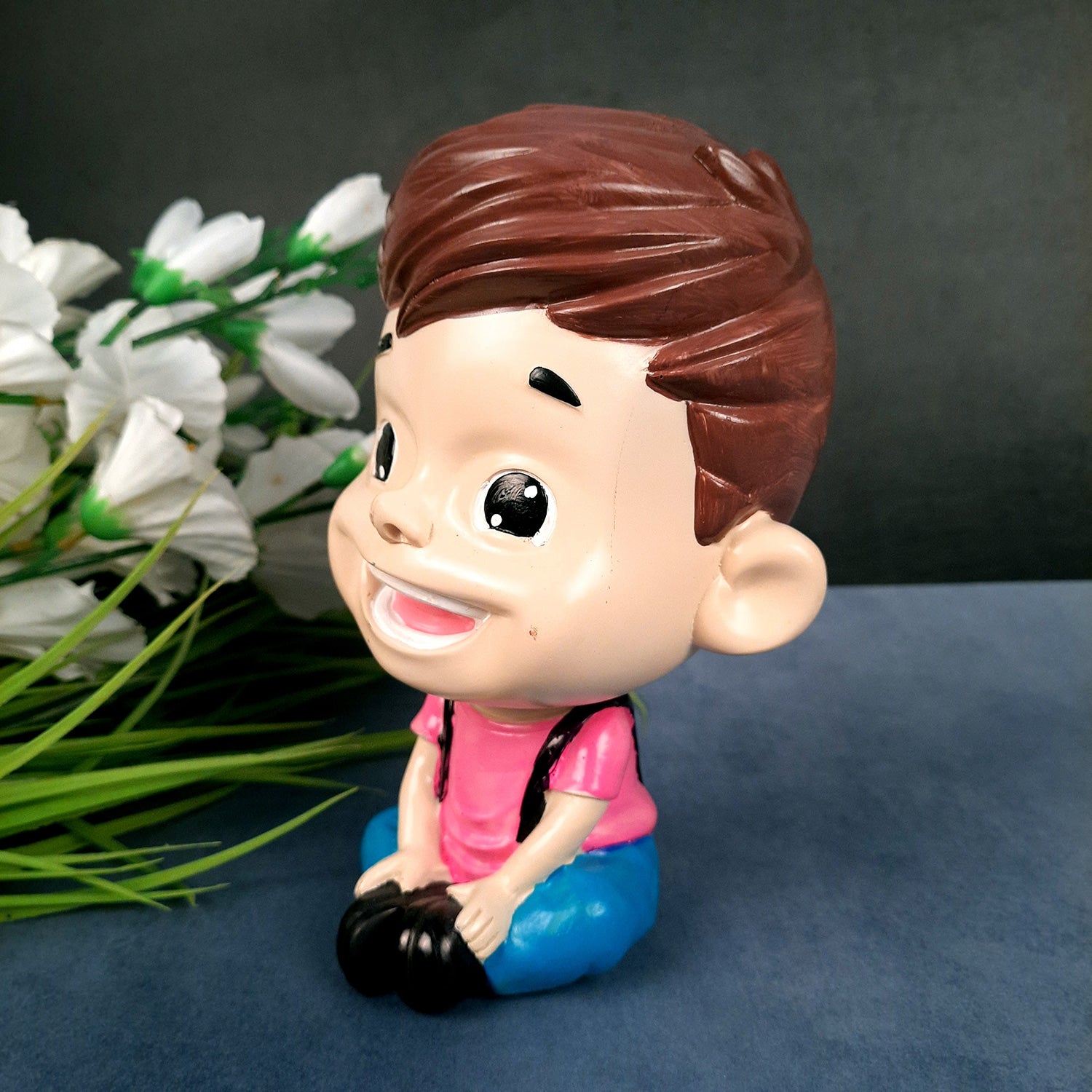 Decorative Sitting Boys Showpiece Human Figurine | Cute Resin Showpiece - for Living Room, Home, Table Decor, Gift for Him - 8 Inch (Set of 4)-Apkamart