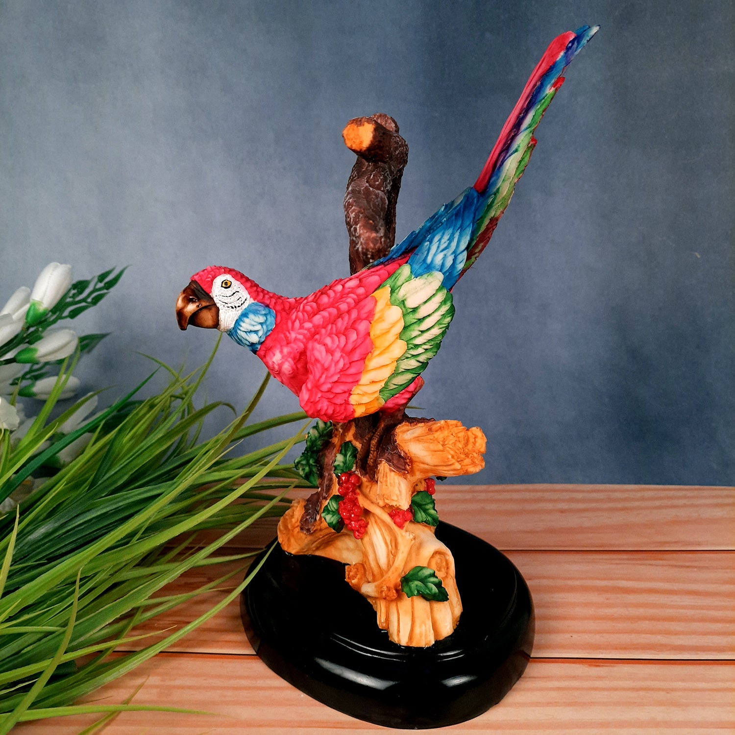 Parrot Showpiece | Bird Statue - For Home, Garden, Table Decor & Gifts - 12 Inch - Apkamart