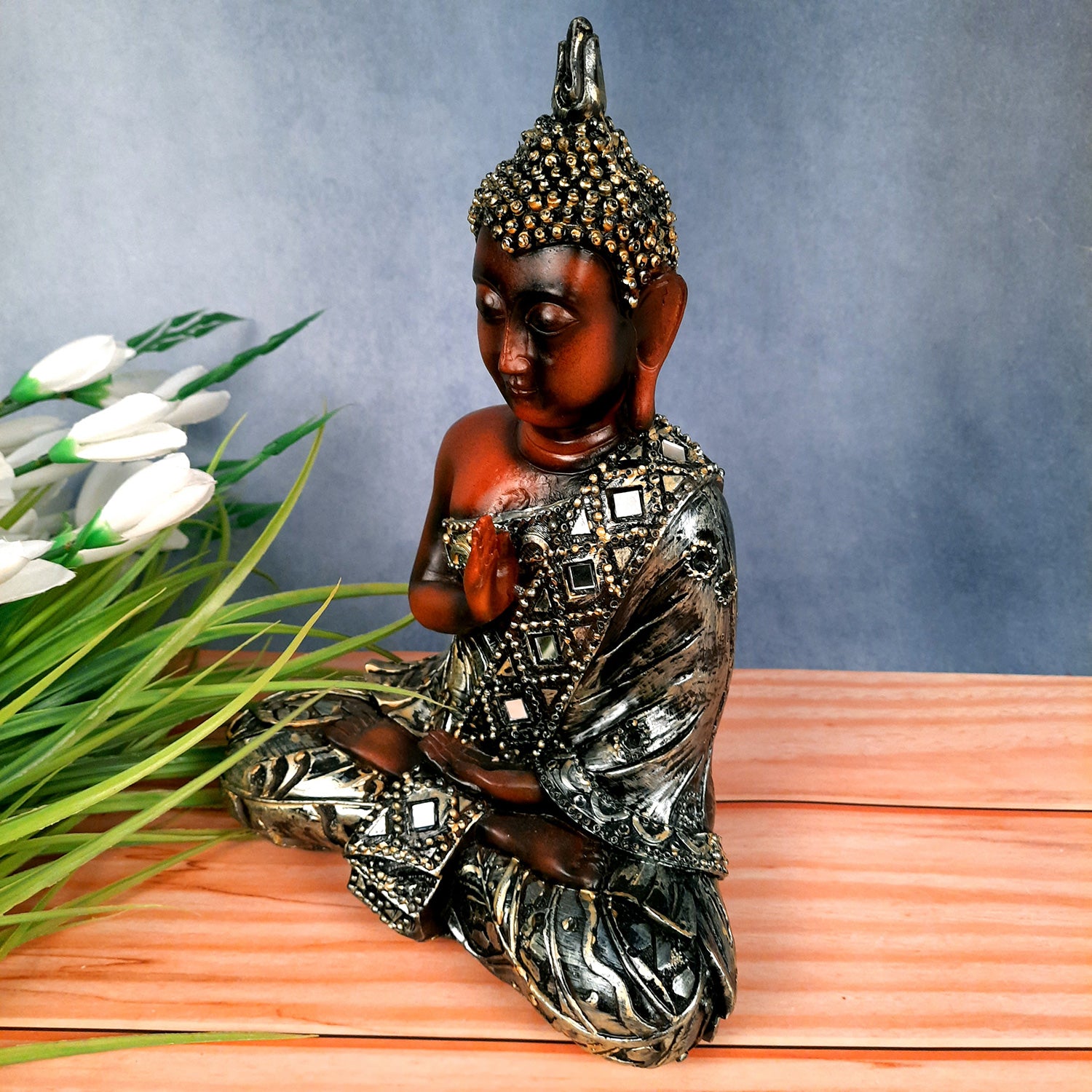 Buddha Statue | Lord Gautam Buddha in Meditation Showpiece - For Living Room, Home, Table, Shelf, Office Decor & Gift - 11 Inch - Apkamart