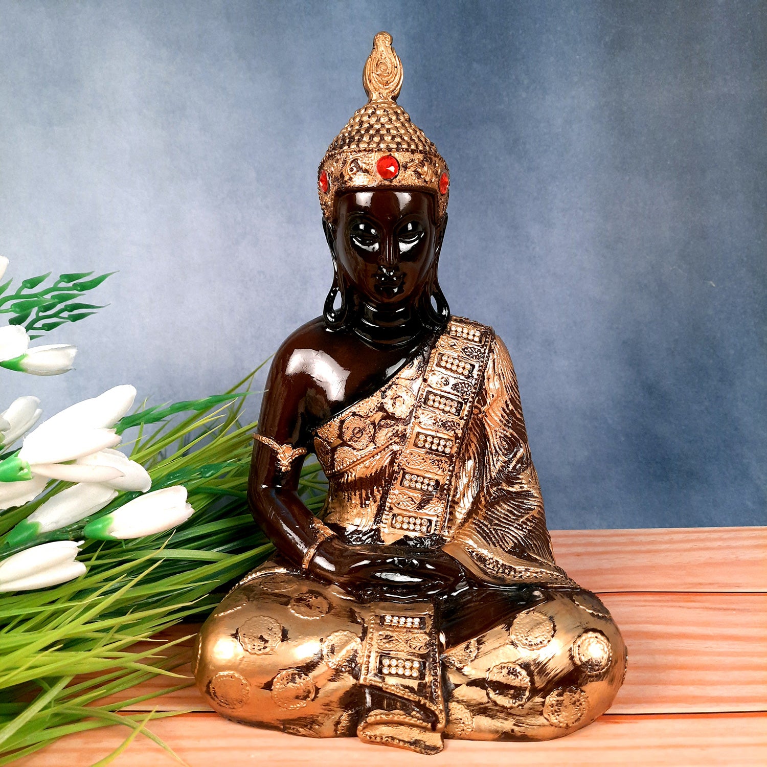 Buddha Statue | Lord Gautam Buddha in Meditation Showpiece - For Living room, Home, Table, Office Decor & Gift - 11 Inch - Apkamart