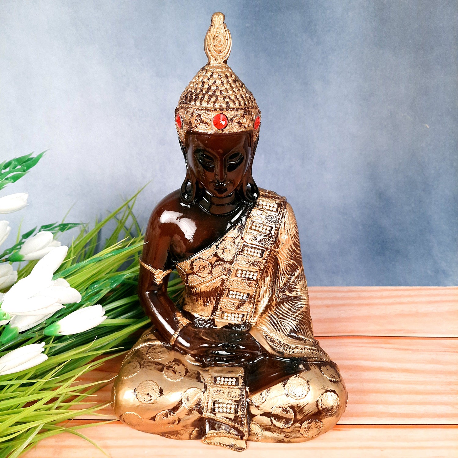 Buddha Statue | Lord Gautam Buddha in Meditation Showpiece - For Living room, Home, Table, Office Decor & Gift - 11 Inch - Apkamart