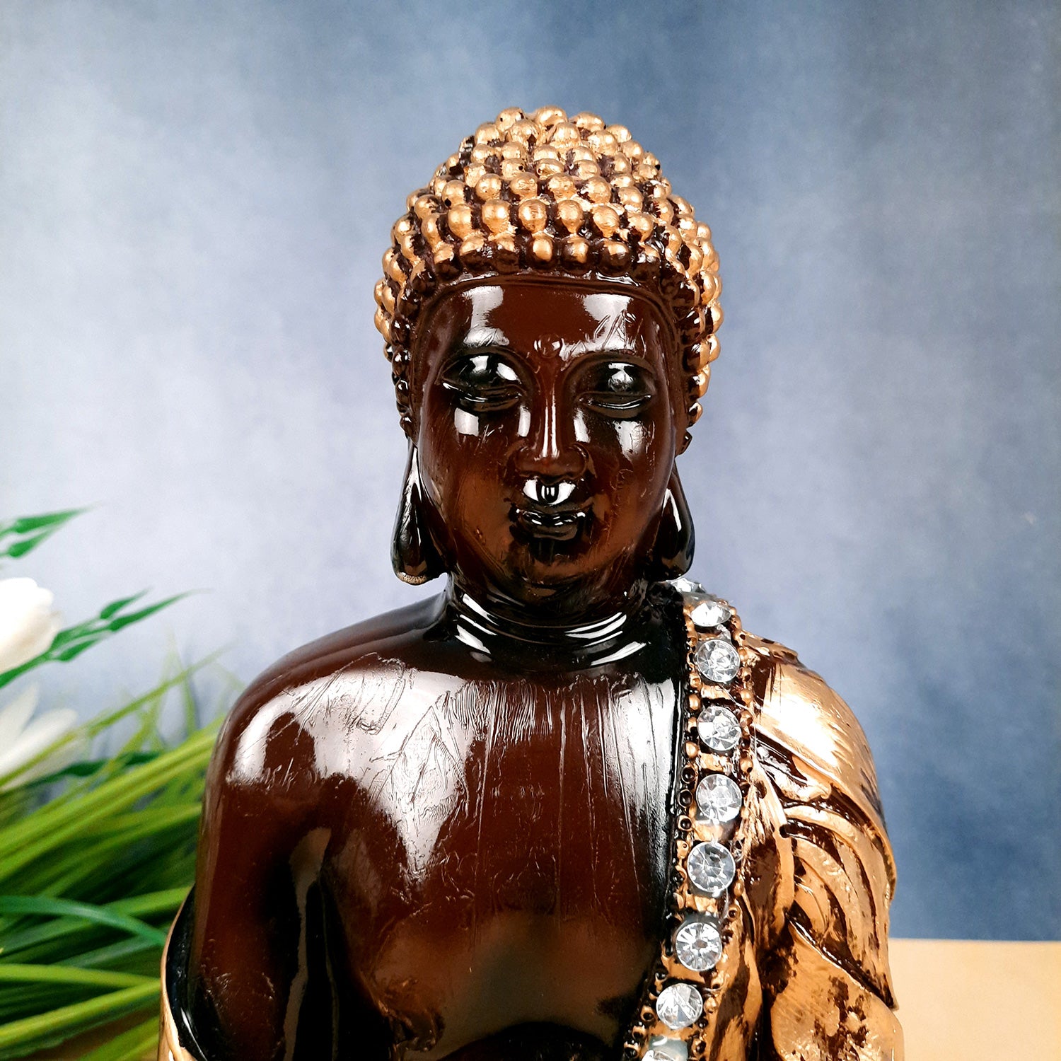 Buddha Statue with | Lord Gautam Buddha Showpiece in Meditation Pose - For Living room, Home, Table, Office Decor & Gift - 11 Inch - Apkamart