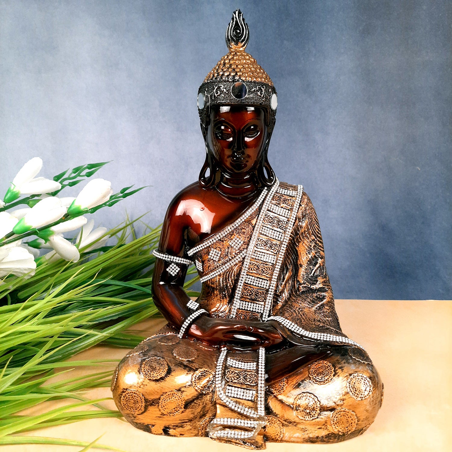 Buddha Statue | Lord Gautam Buddha in Meditation Showpiece - For Living room, Home, Table, Shelf, Office Decor & Gift - 12 Inch - Apkamart