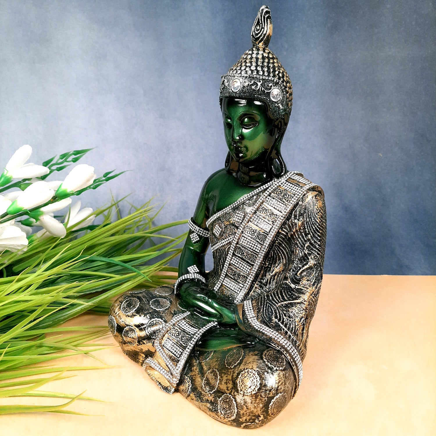 Buddha Statue | Lord Gautam Buddha in Meditation Showpiece - For Living room, Home, Table, Shelf, Office Decor & Gift - 12 Inch - Apkamart