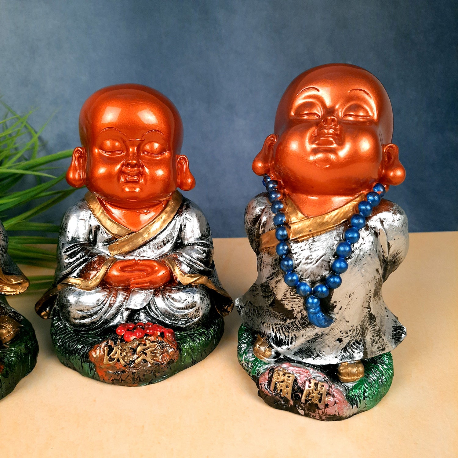 Buddha Baby Monk Showpiece | Feng Shui Decor - For Good Luck, Home, Table, Office Decor & Gift - 5 Inch (Set of 3) - Apkamart