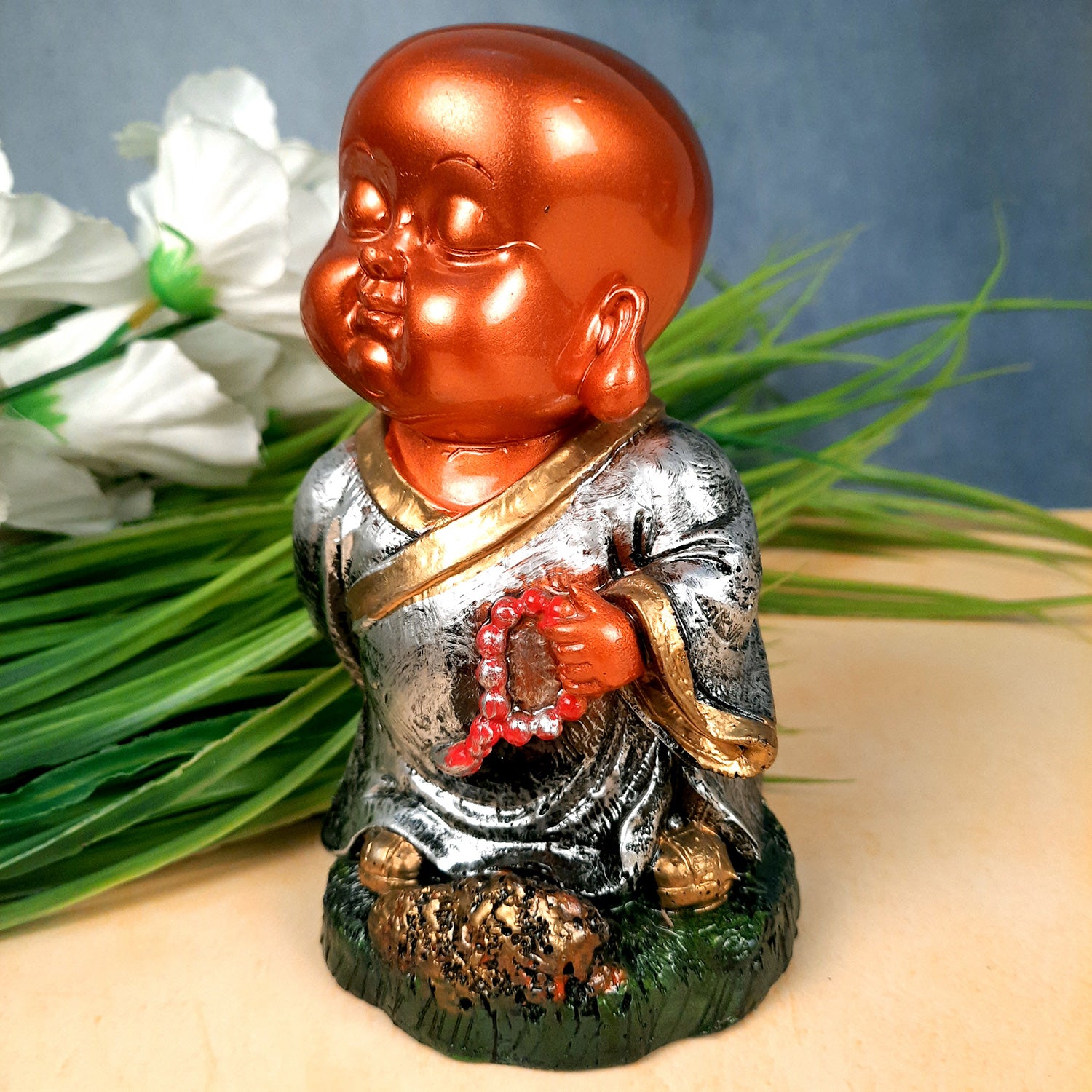 Buddha Baby Monk Showpiece | Feng Shui Decor - For Good Luck, Home, Table, Office Decor & Gift - 5 Inch (Set of 3) - Apkamart