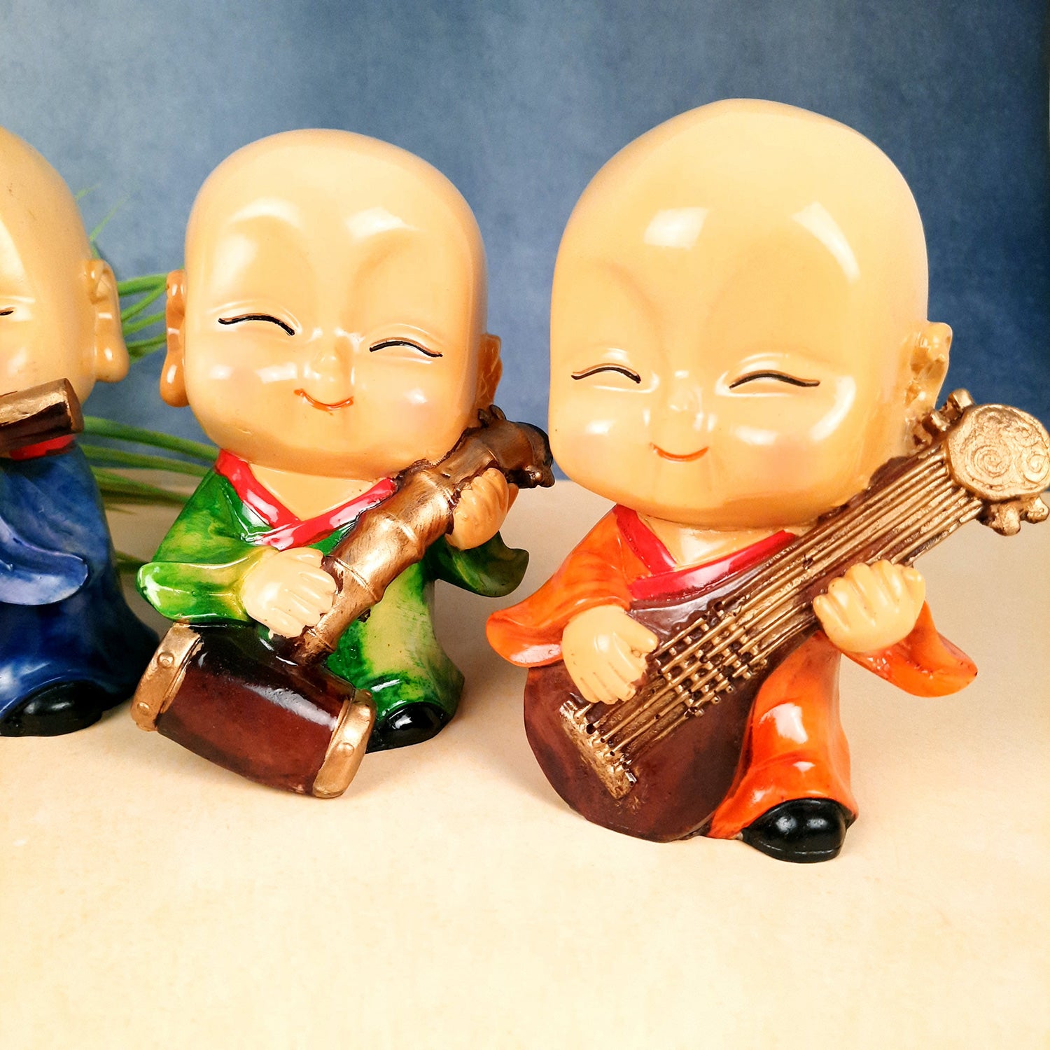 Baby Monk Showpiece | Baby Buddha Feng Shui Decor - For Good Luck, Home, Table, Office Decor & Gift - 5 Inch (Set of 4) - Apkamart