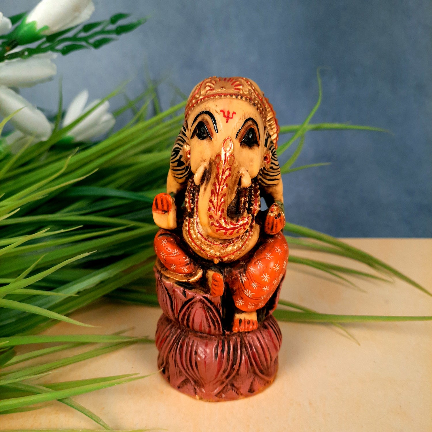 Ganesh Idol | Ganesha Statue - for Puja, Home & Table Decor | Ganpati Murti for Office Desk & Gifts - 5 Inch - Apkamart