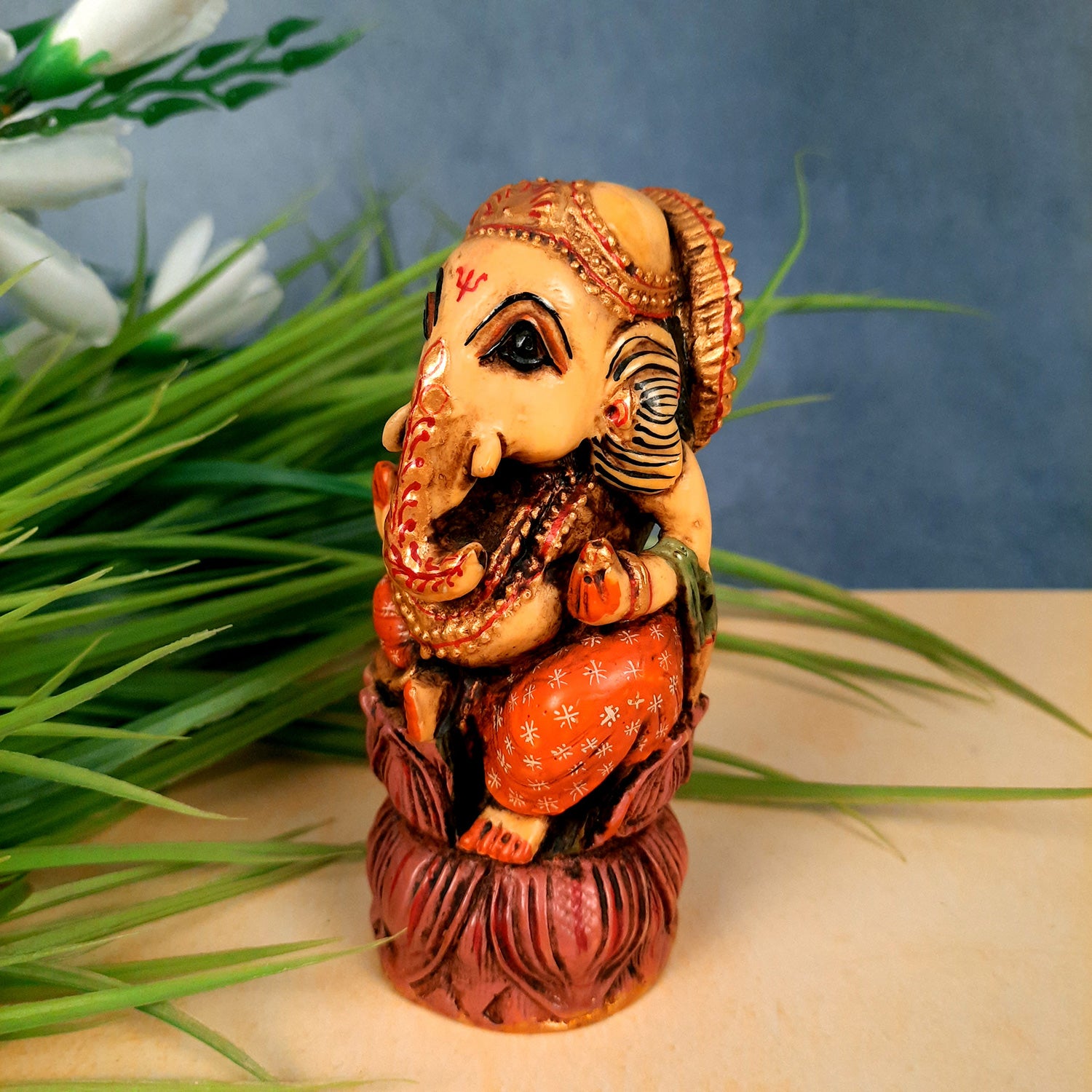 Ganesh Idol | Ganesha Statue - for Puja, Home & Table Decor | Ganpati Murti for Office Desk & Gifts - 5 Inch - Apkamart