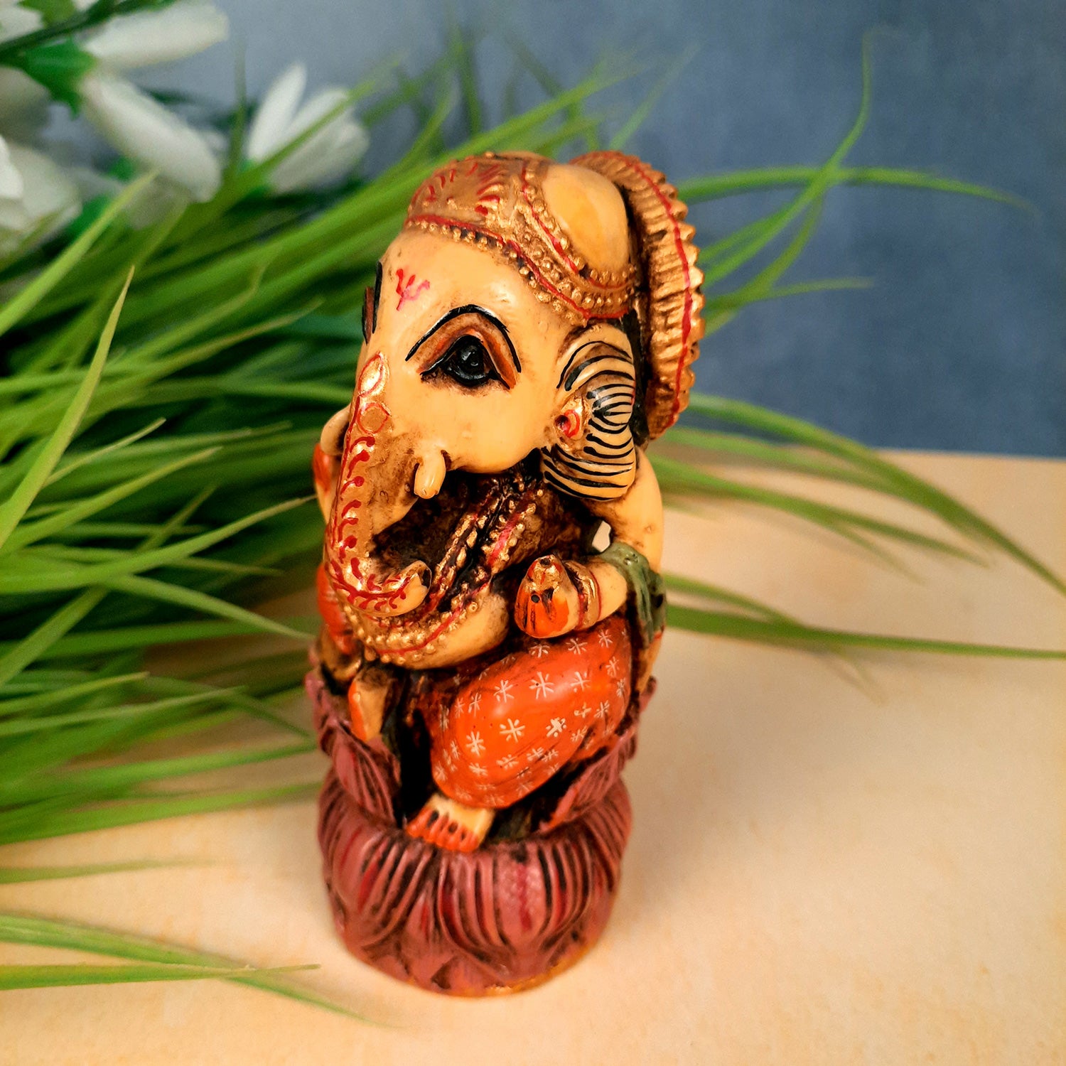 Ganesh Idol | Ganesha Statue - for Puja, Home & Table Decor | Ganpati Murti for Office Desk & Gifts - 5 Inch - Apkamart