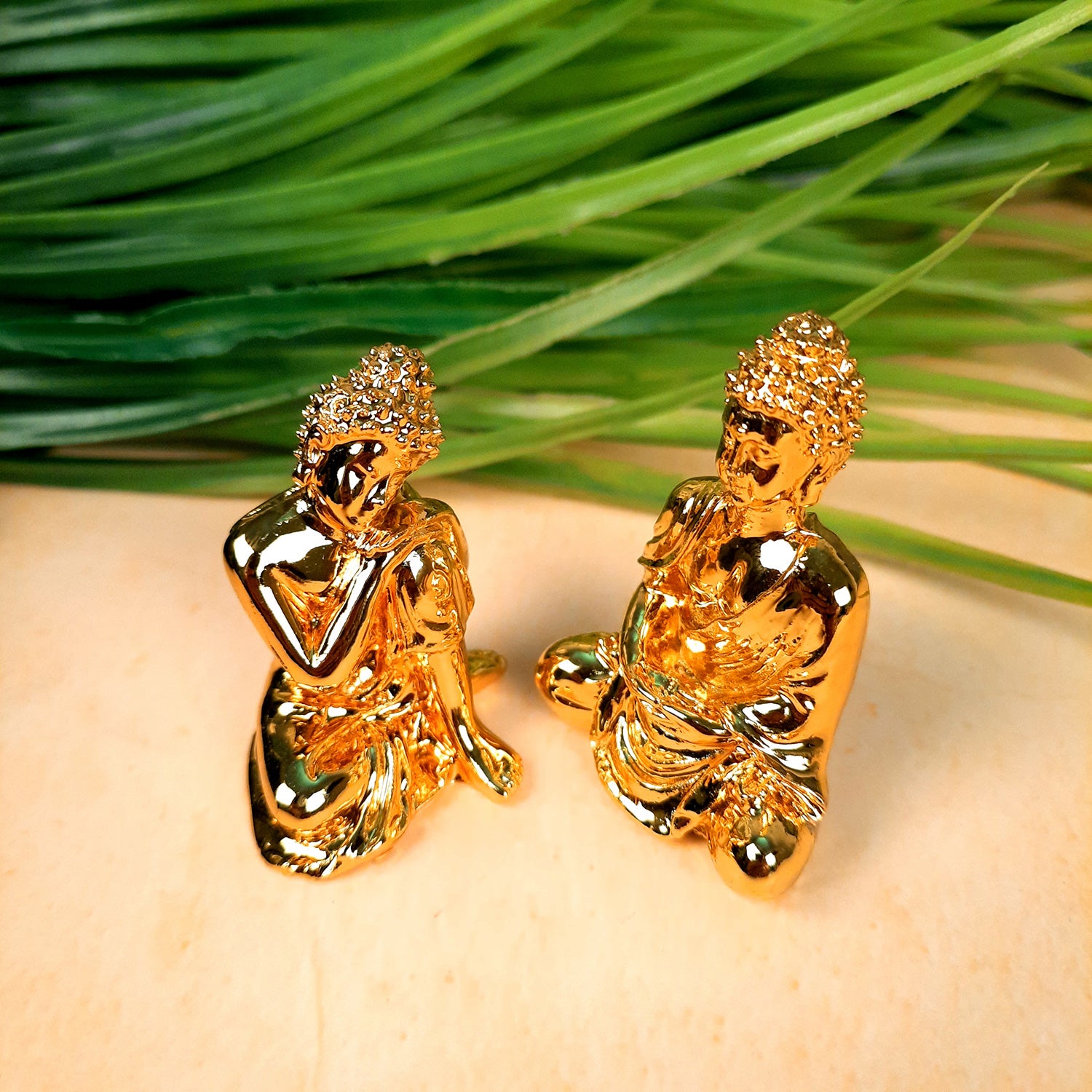 Buddha Statue | Lord Gautam Buddha Showpiece Set - For Car Dashboard, Living room, Home, Table, Office Decor & Gift - 2 Inch (Set of 2) - Apkamart