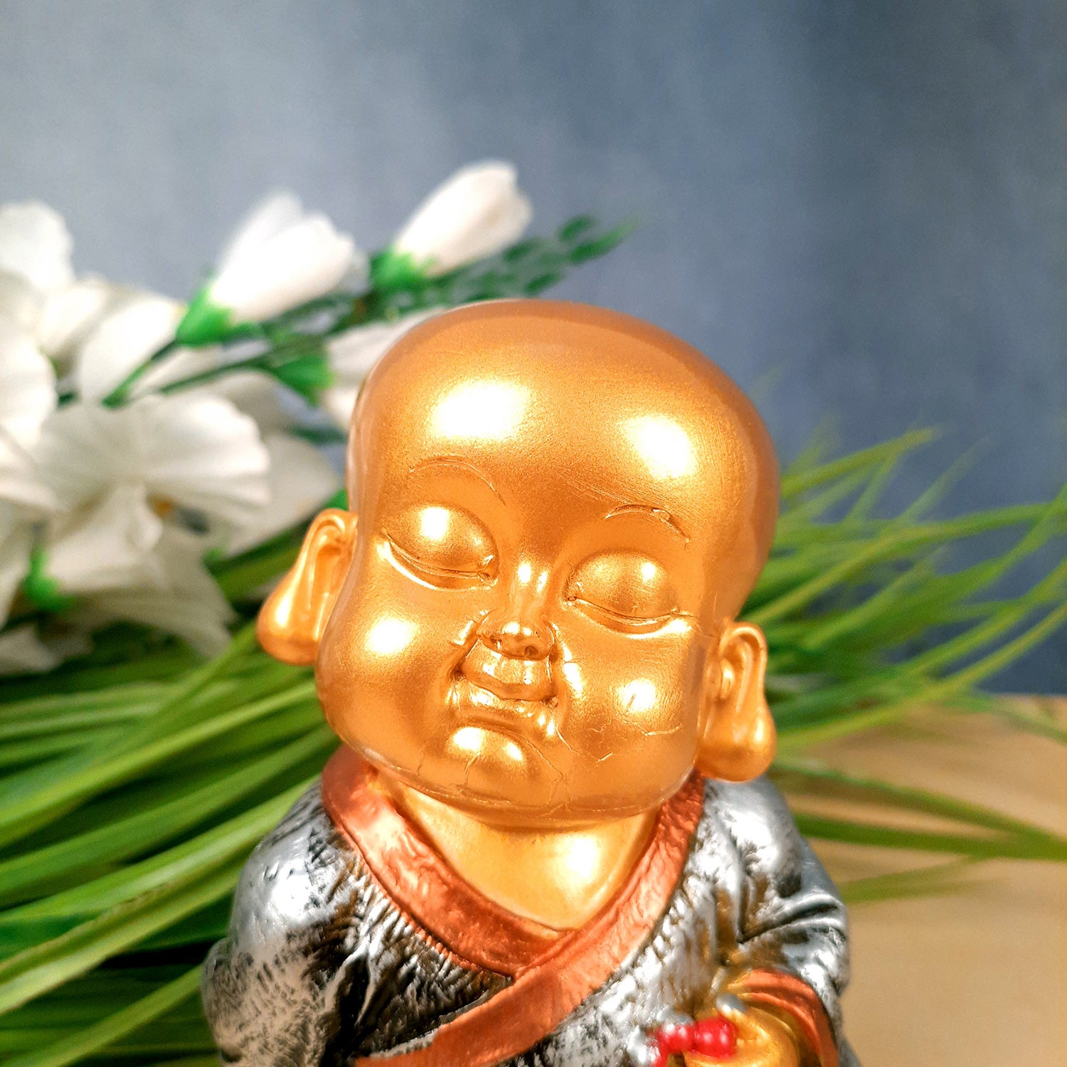 Buddha Baby Monk Showpiece | Feng Shui Child Monk Statue - for Home & Table Decor, Health, Wealth, Office Desk & Gift - Set of 3 -Apkamart