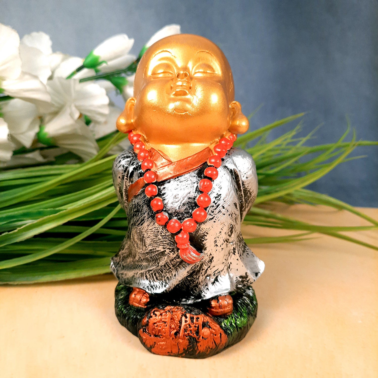 Buddha Baby Monk Showpiece | Feng Shui Child Monk Statue - for Home & Table Decor, Health, Wealth, Office Desk & Gift - Set of 3 -Apkamart