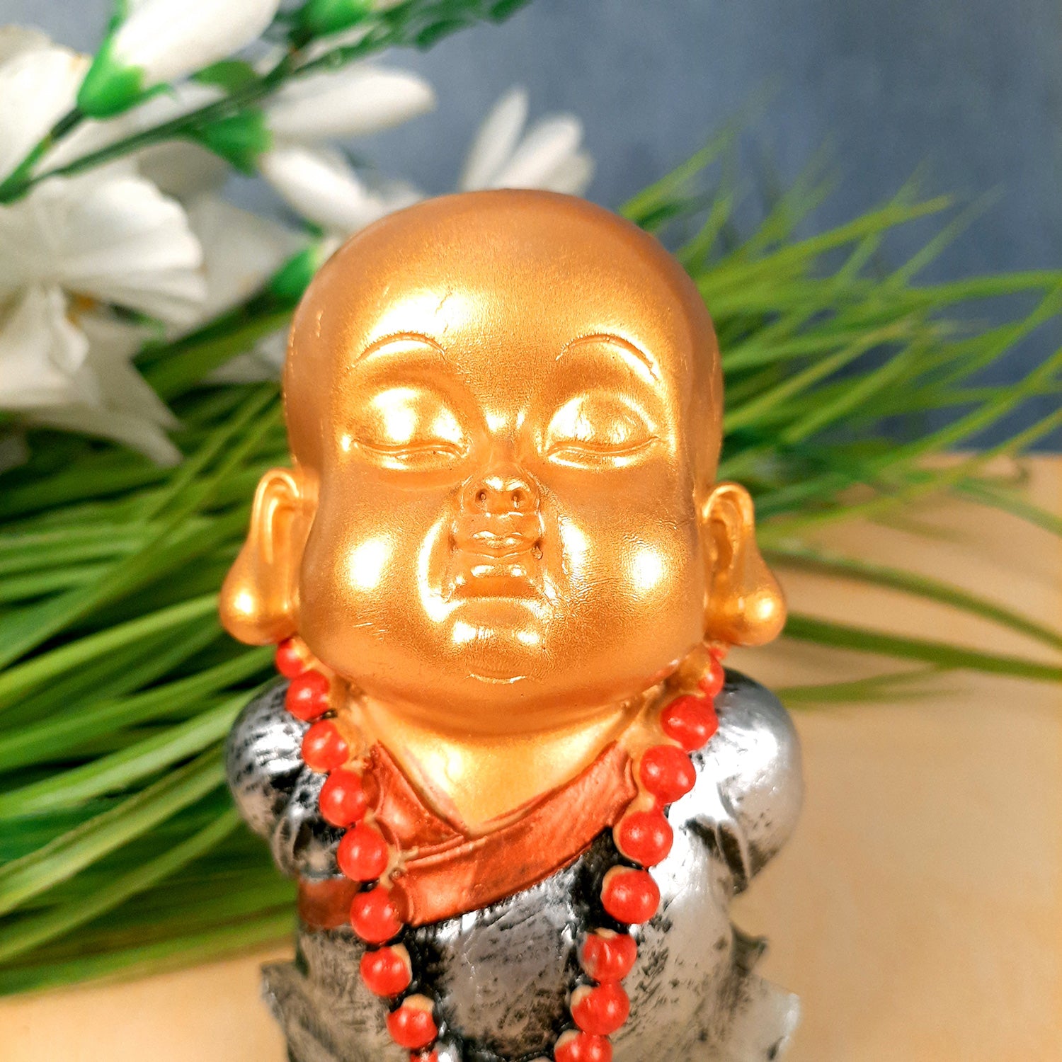 Buddha Baby Monk Showpiece | Feng Shui Child Monk Statue - for Home & Table Decor, Health, Wealth, Office Desk & Gift - Set of 3 -Apkamart