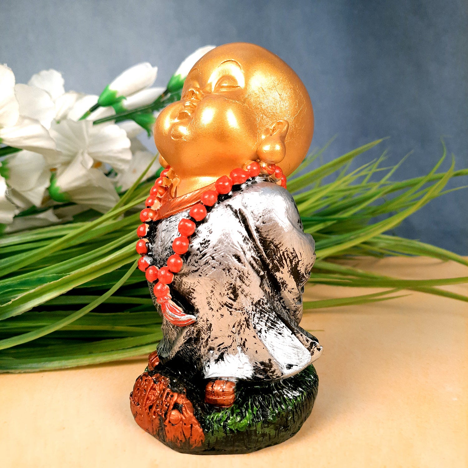 Buddha Baby Monk Showpiece | Feng Shui Child Monk Statue - for Home & Table Decor, Health, Wealth, Office Desk & Gift - Set of 3 -Apkamart