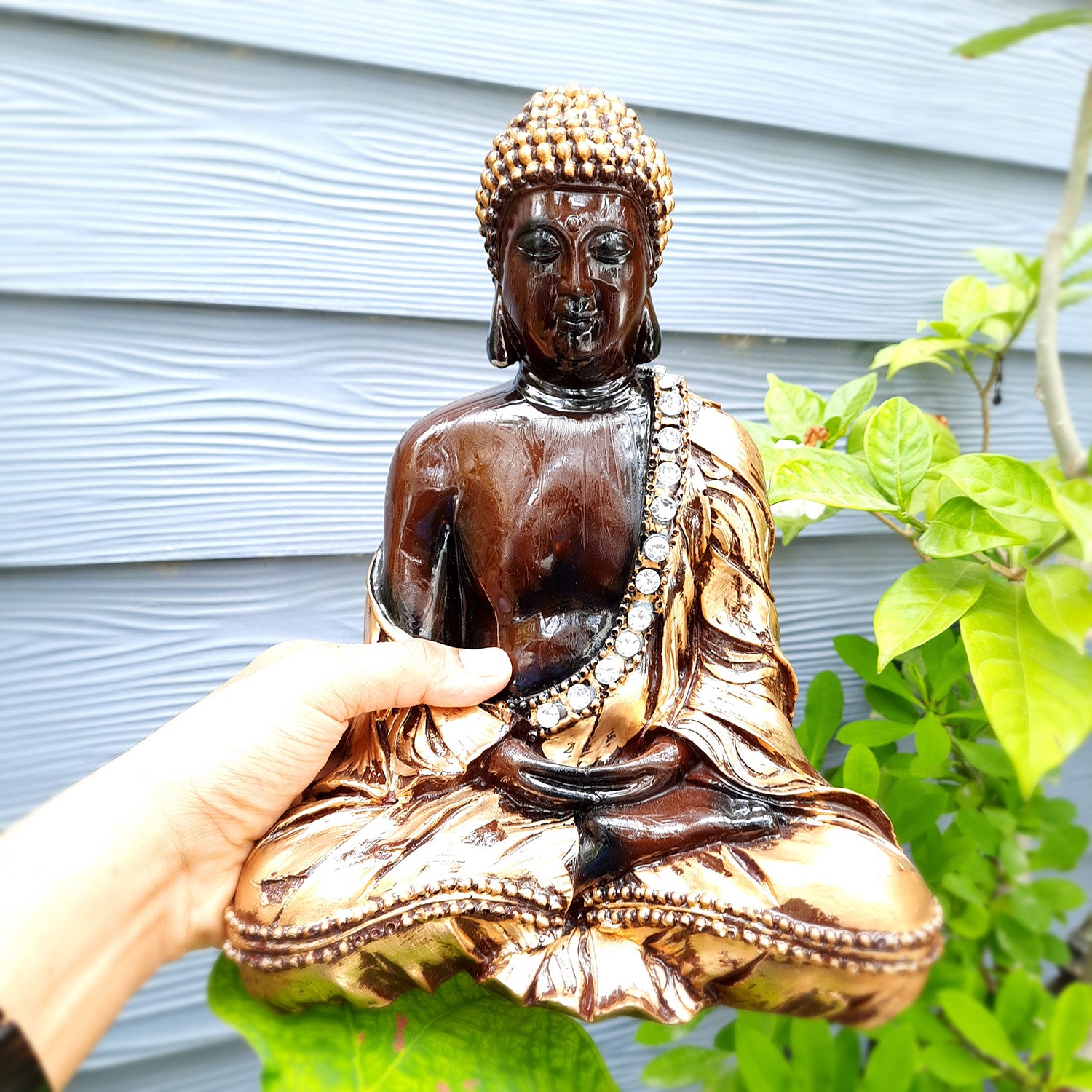 Buddha Showpiece With Rustic Look | Lord Buddha Meditating Idol Statue - For Living room, Home, Table, Shelf, Office Decor | Housewarming Gifts, Gift for Him - 11 Inch