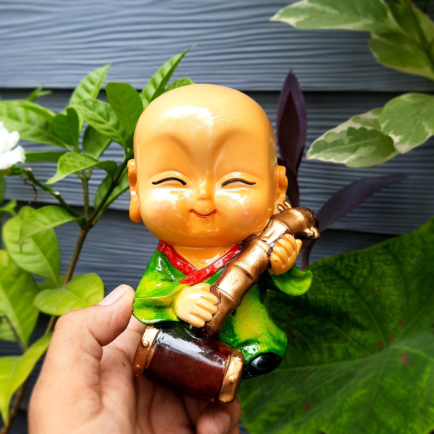 Baby Monk Showpiece | Baby Buddha Feng Shui Decor - For Good Luck, Home, Table, Office Decor & Gift - 5 Inch (Set of 4) - Apkamart