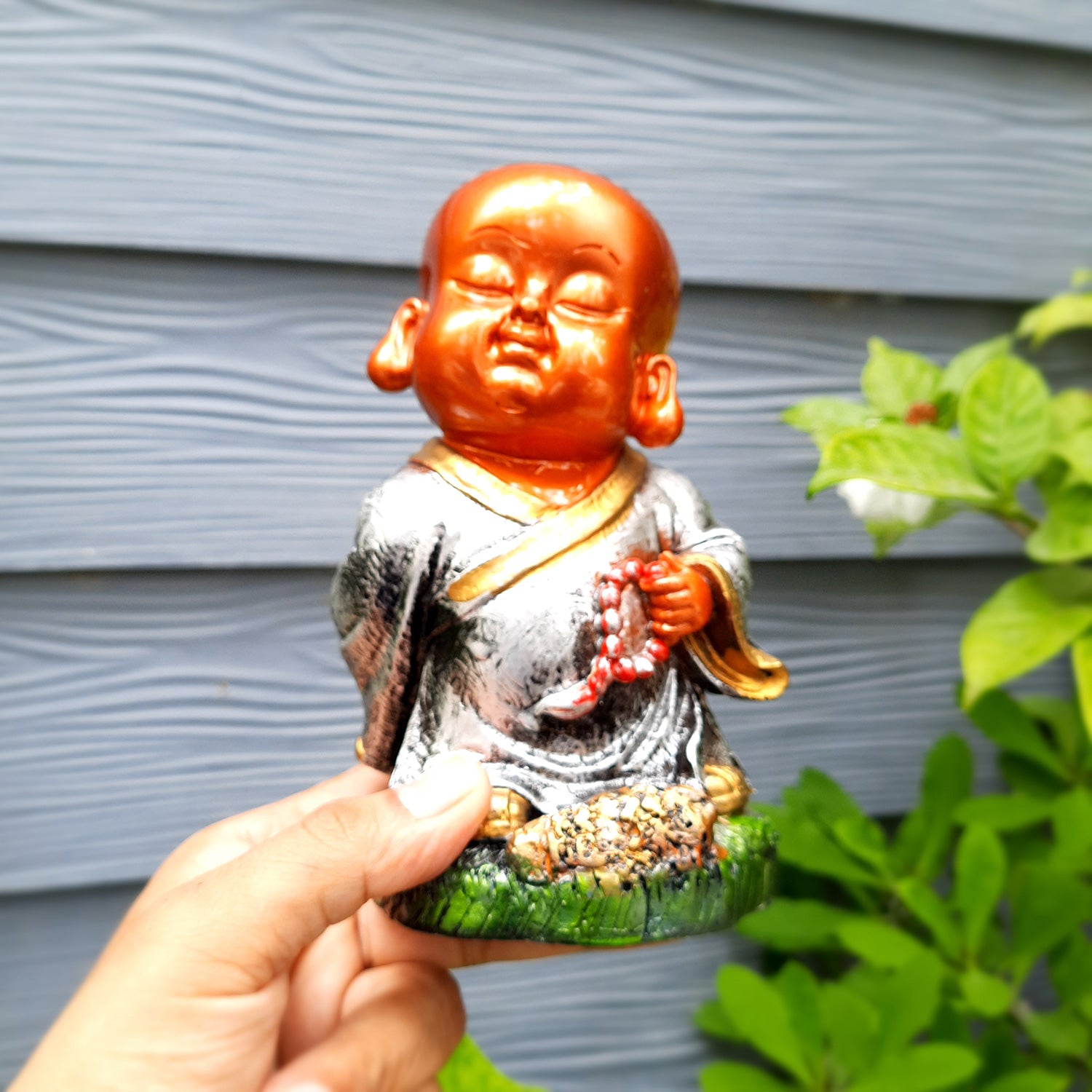 Buddha Baby Monk Showpiece | Feng Shui Decor - For Good Luck, Home, Table, Office Decor & Gift - 5 Inch (Set of 3) - Apkamart