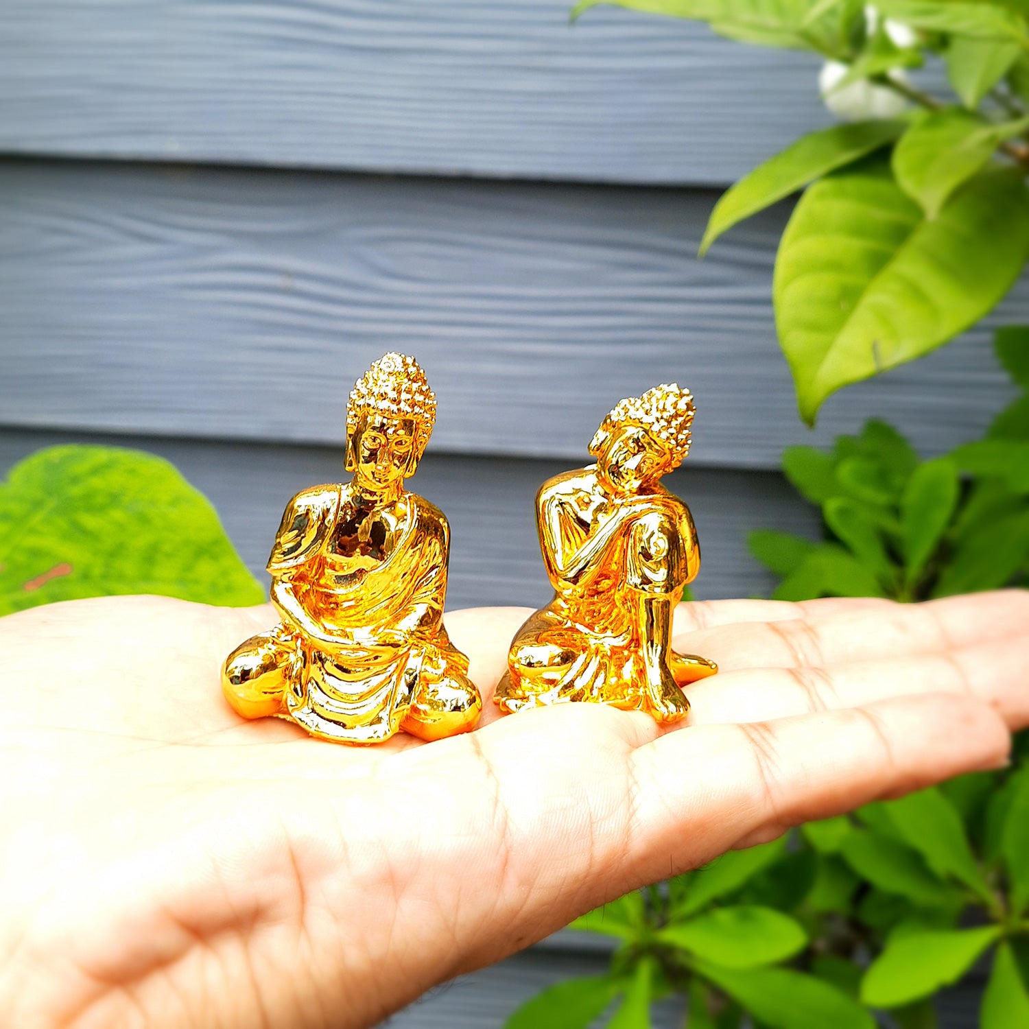 Buddha Statue | Lord Gautam Buddha Showpiece Set - For Car Dashboard, Living room, Home, Table, Office Decor & Gift - 2 Inch (Set of 2) - Apkamart