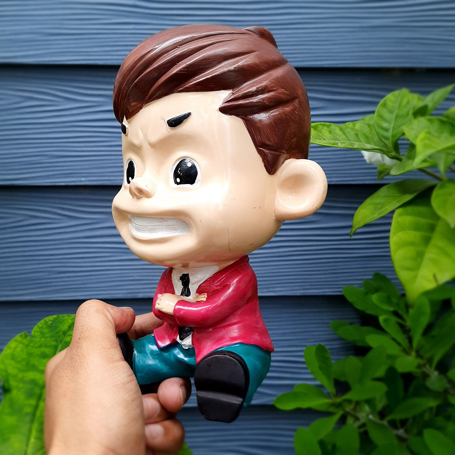 Two Boys Sitting Showpiece | Human Figurine | Cute Resin Showpiece - for Living Room, Home, Table Decor, Gift for Him - 8 Inch (Set of 2) - Apkamart