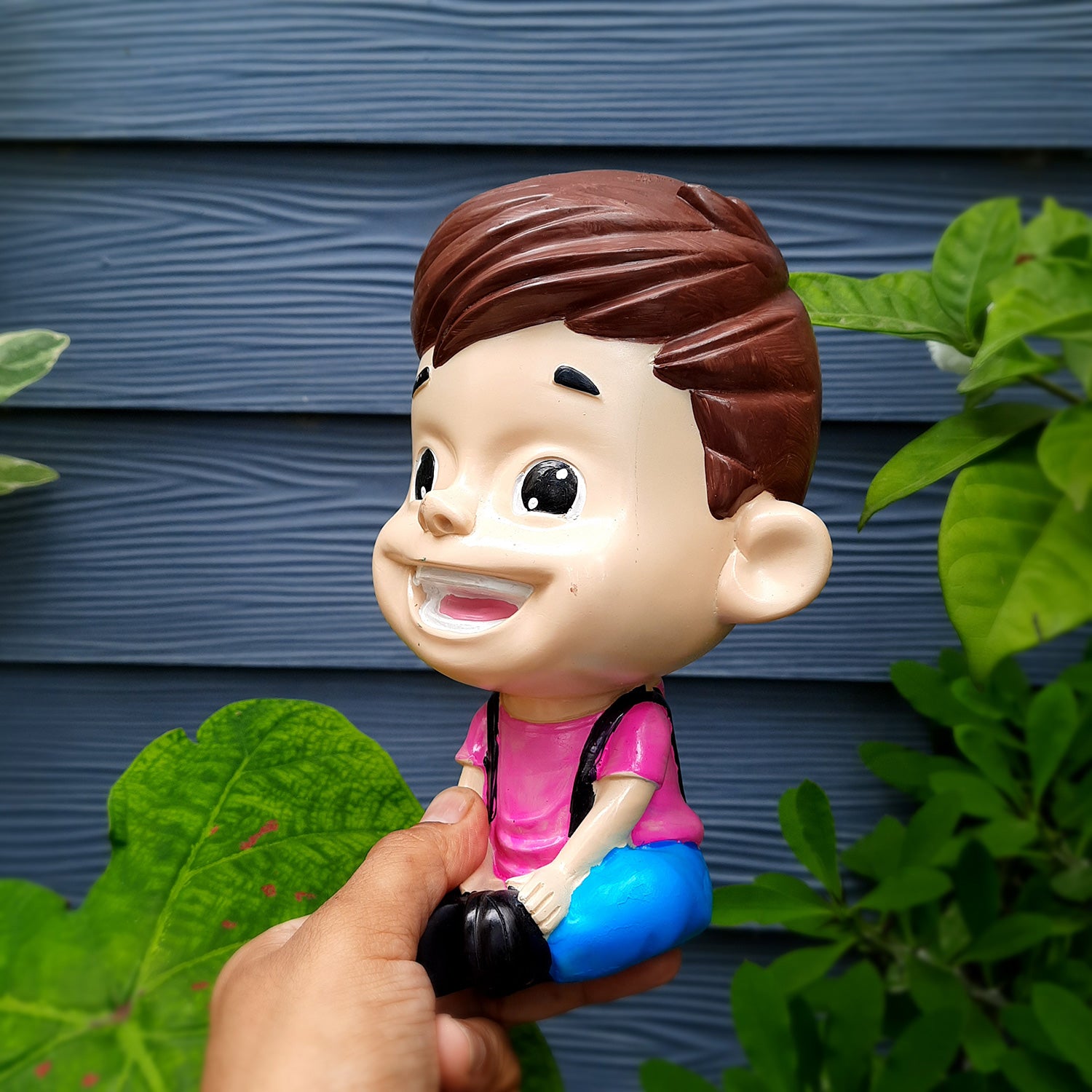 Two Boys Sitting Showpiece | Human Figurine | Cute Resin Showpiece - for Living Room, Home, Table Decor, Gift for Him - 8 Inch (Set of 2) - Apkamart