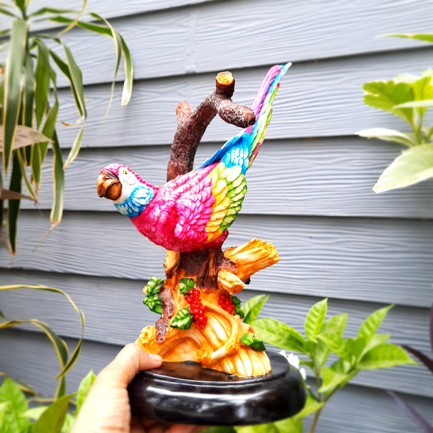 Parrot Showpiece | Bird Statue - For Home, Garden, Table Decor & Gifts - 12 Inch - Apkamart