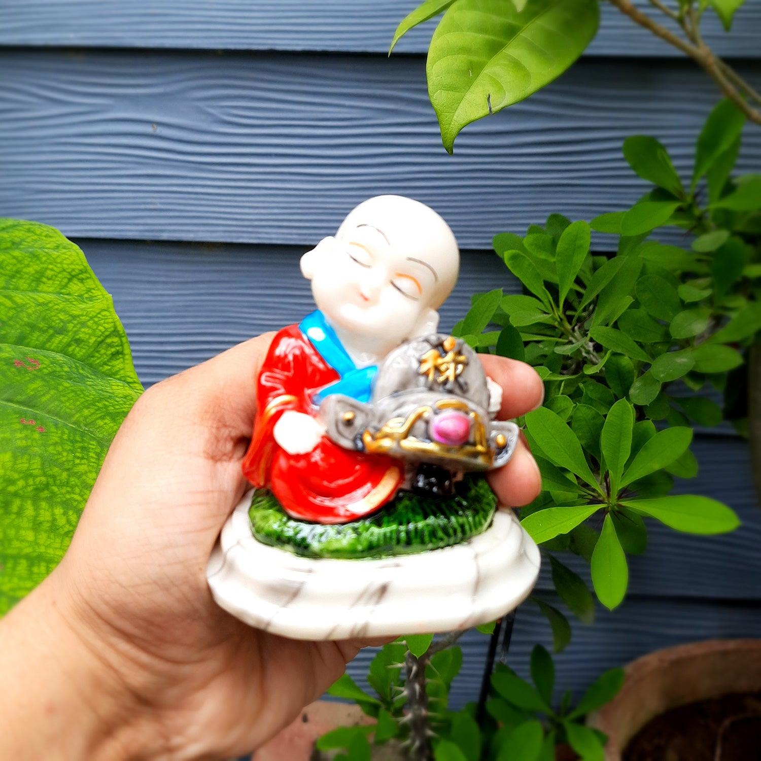 Buddha Baby Monk Showpiece | Feng Shui Decor - For Good Luck, Home, Table, Office Decor, Car Dashboard & Gift - 4 Inch (Set of 3) - Apkamart