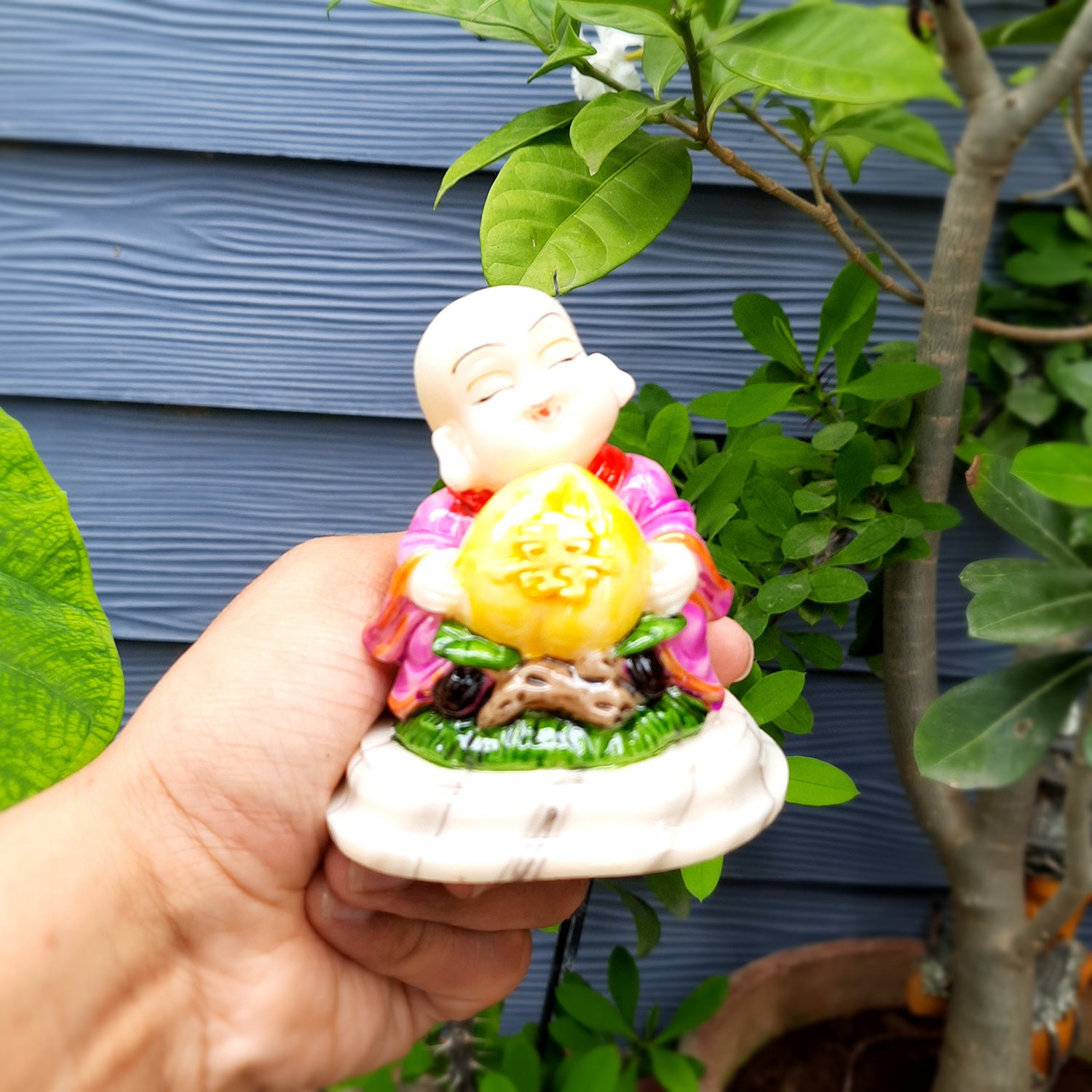 Buddha Baby Monk Showpiece | Feng Shui Decor - For Good Luck, Home, Table, Office Decor, Car Dashboard & Gift - 4 Inch (Set of 3) - Apkamart