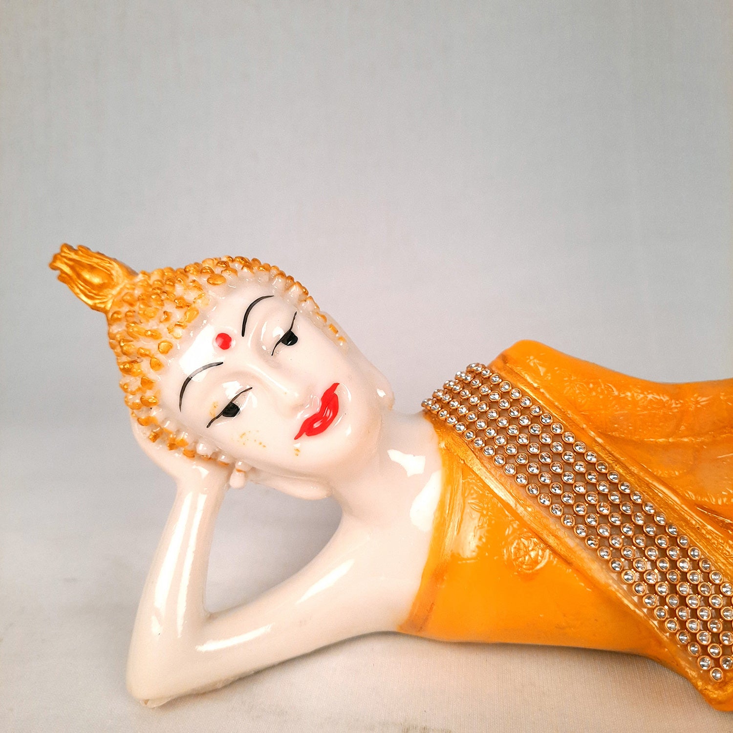 Buddha Statue | Lord Gautam Buddha Idol - In Relaxing Pose Showpiece - For Living room, Home, Table, Office Decor & Gift - 14 Inch - Apkamart