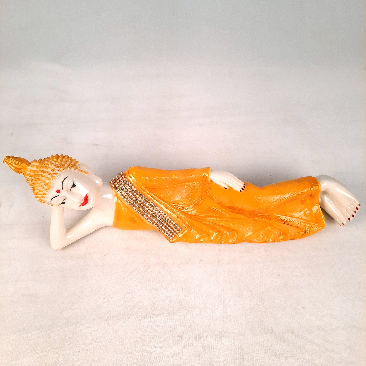 Buddha Statue | Lord Gautam Buddha Idol - In Relaxing Pose Showpiece - For Living room, Home, Table, Office Decor & Gift - 14 Inch - Apkamart