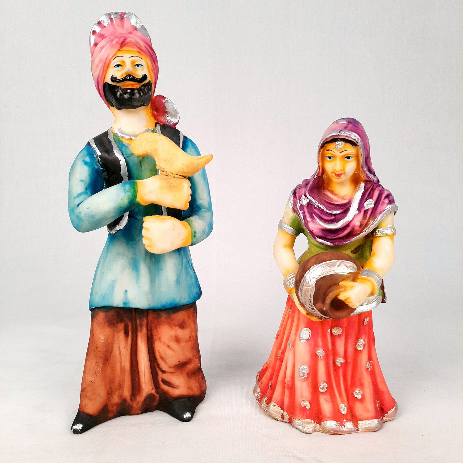 Decorative Couple Musician Showpiece Set- 10 inch Set of 2-Apkamart