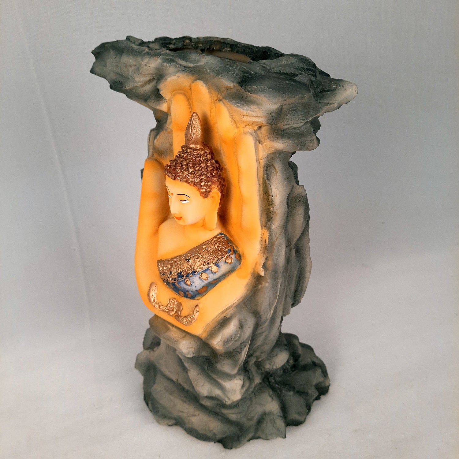 Buddha Showpiece Cum Vase |Flower Pot with Lord Gautam Buddha Showpiece - for Living Room, Home, Table, Office Decor & Gift- 11 inch- Apkamart