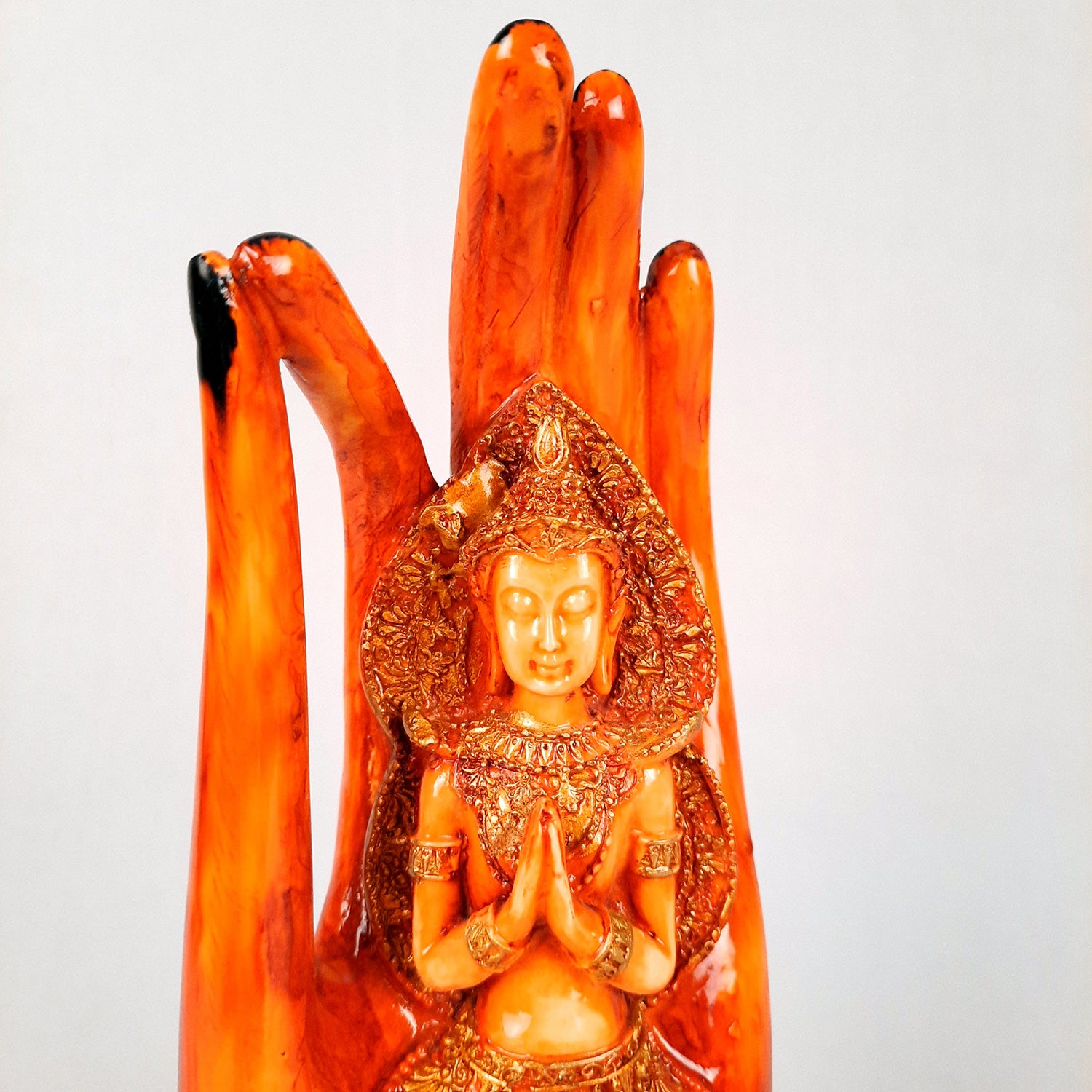 Palm Buddha Showpiece | Buddha in Meditation Statue - For Living room, Home, Table, Office Decor & Gift - 10 Inch - Apkamart