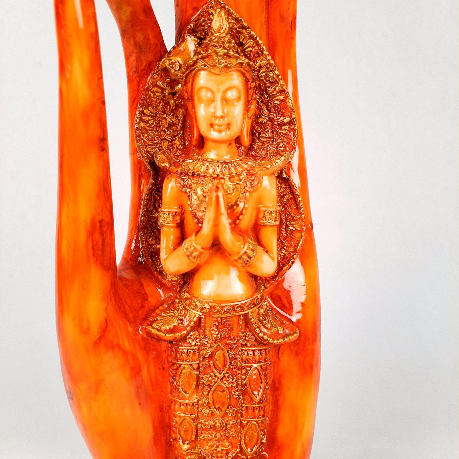 Palm Buddha Showpiece | Buddha in Meditation Statue - For Living room, Home, Table, Office Decor & Gift - 10 Inch - Apkamart