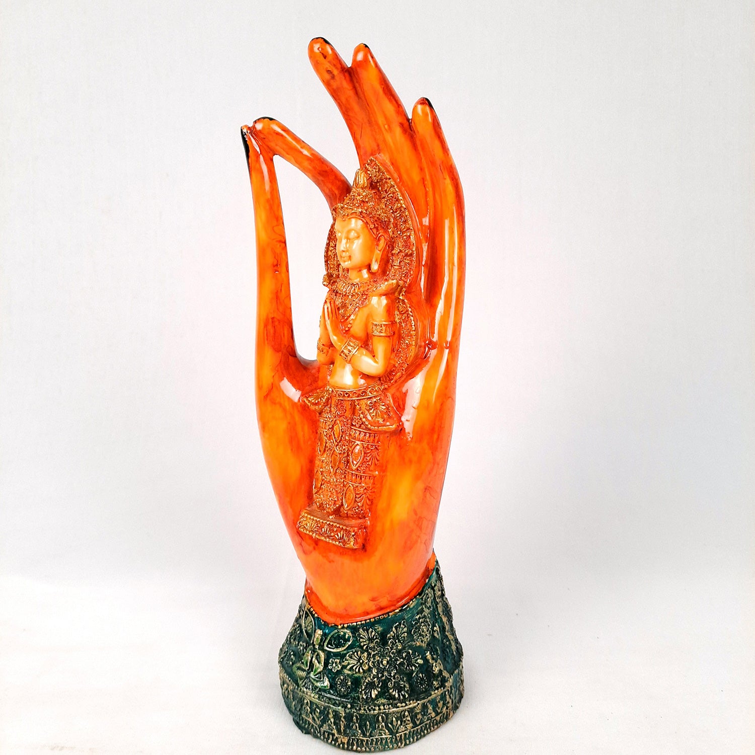 Palm Buddha Showpiece | Buddha in Meditation Statue - For Living room, Home, Table, Office Decor & Gift - 10 Inch - Apkamart