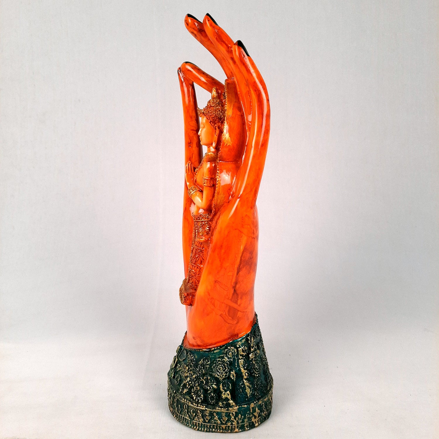 Palm Buddha Showpiece | Buddha in Meditation Statue - For Living room, Home, Table, Office Decor & Gift - 10 Inch - Apkamart