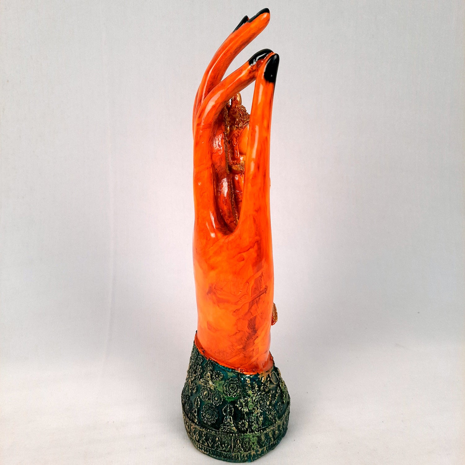 Palm Buddha Showpiece | Buddha in Meditation Statue - For Living room, Home, Table, Office Decor & Gift - 10 Inch - Apkamart