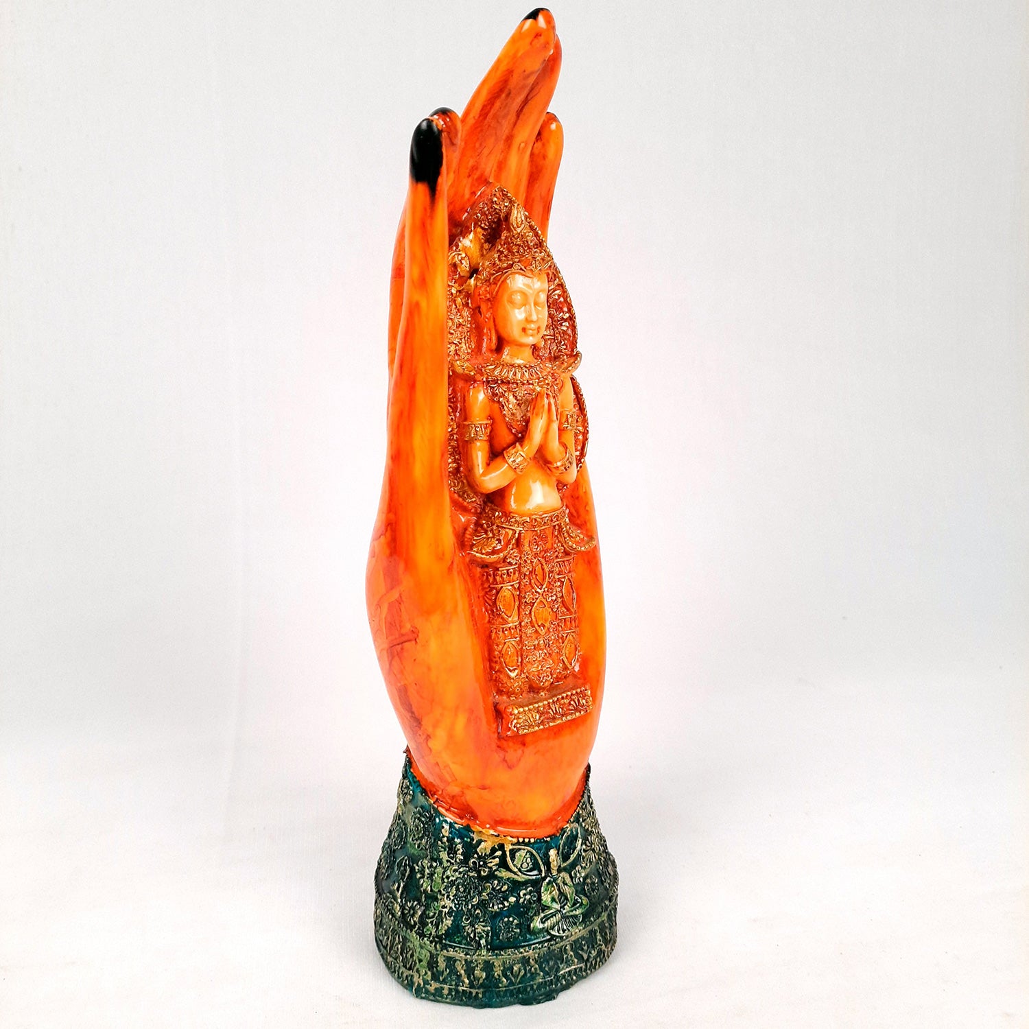 Palm Buddha Showpiece | Buddha in Meditation Statue - For Living room, Home, Table, Office Decor & Gift - 10 Inch - Apkamart