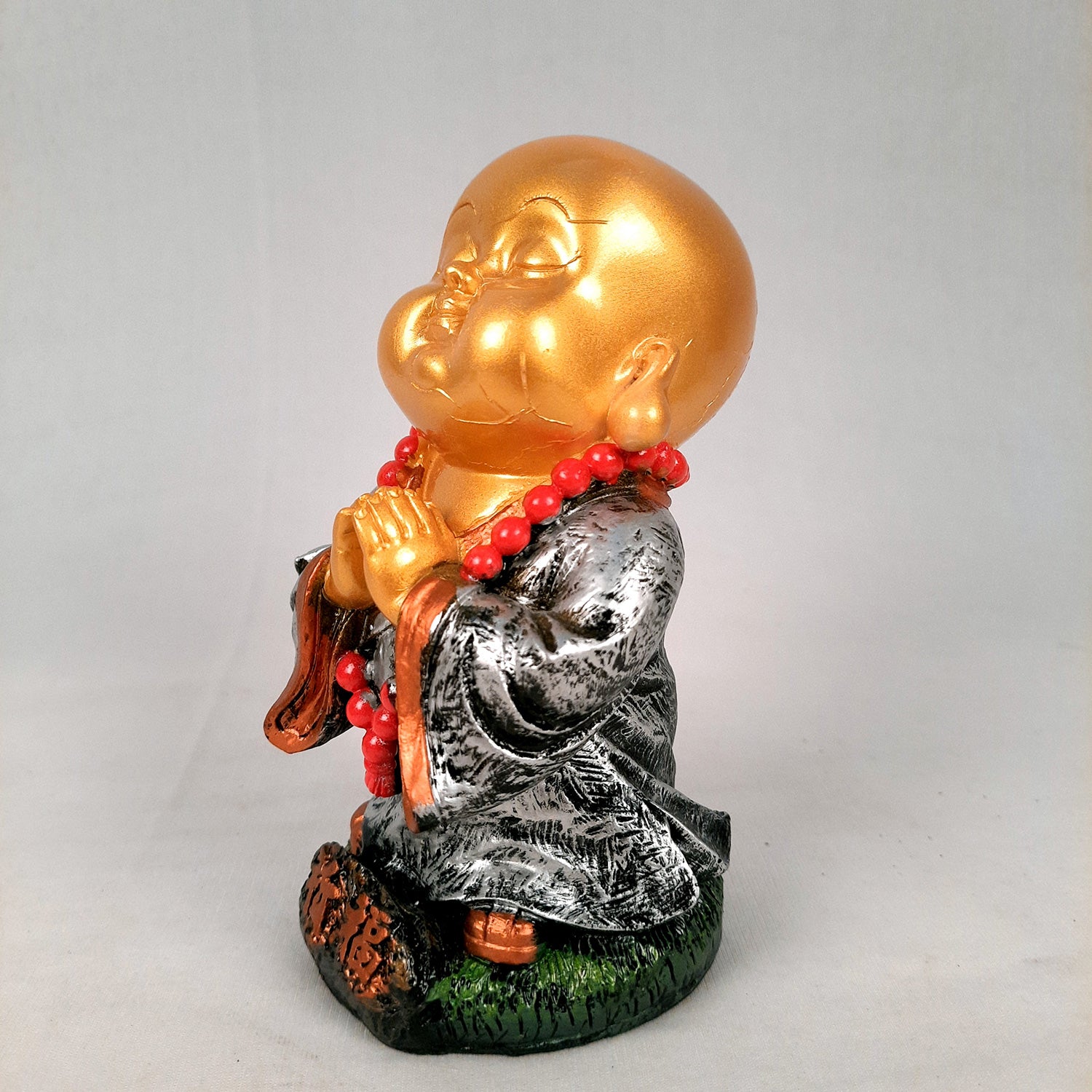 Buddha Baby Monk Showpiece Set | Child Monk Feng Shui Decor - For Good Luck, Home, Table, Office Decor, Garden & Gift - 5 Inch (Set of 3) - Apkamart