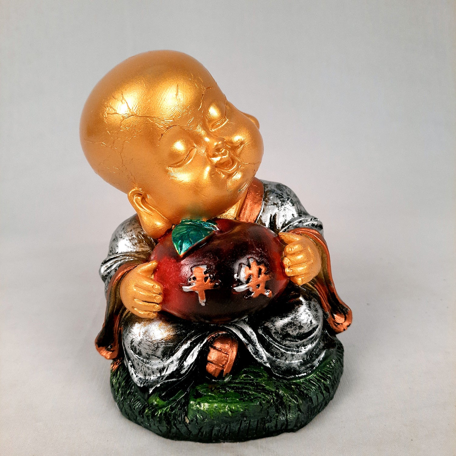 Buddha Baby Monk Showpiece Set | Child Monk Feng Shui Decor - For Good Luck, Home, Table, Office Decor, Garden & Gift - 5 Inch (Set of 3) - Apkamart