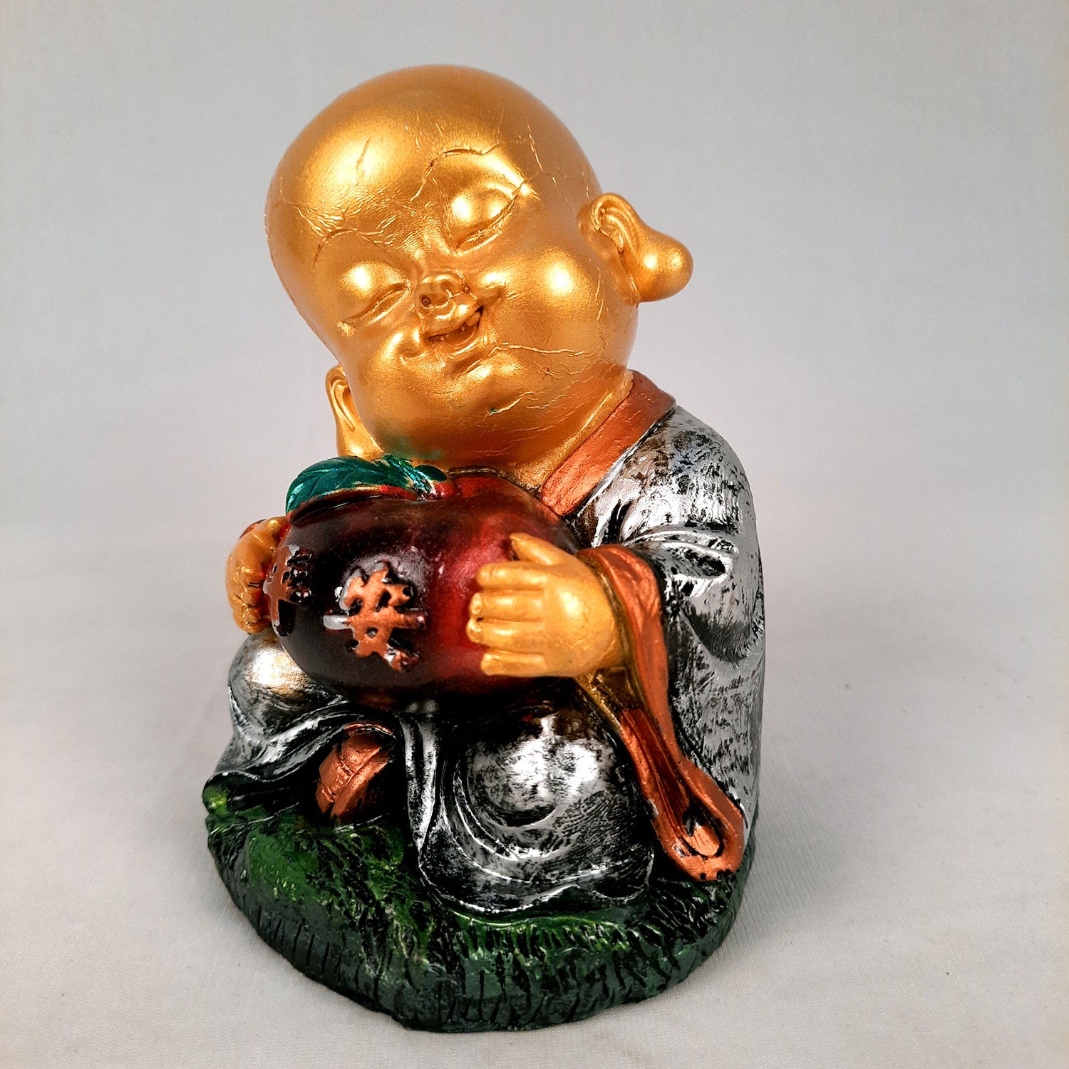 Buddha Baby Monk Showpiece Set | Child Monk Feng Shui Decor - For Good Luck, Home, Table, Office Decor, Garden & Gift - 5 Inch (Set of 3) - Apkamart
