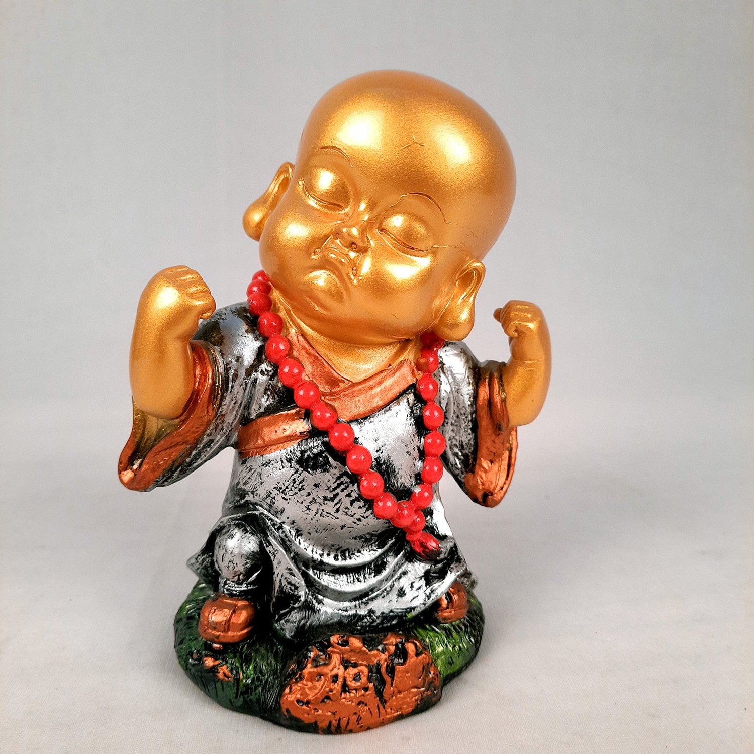 Buddha Baby Monk Showpiece Set | Child Monk Feng Shui Decor - For Good Luck, Home, Table, Office Decor, Garden & Gift - 5 Inch (Set of 3) - Apkamart