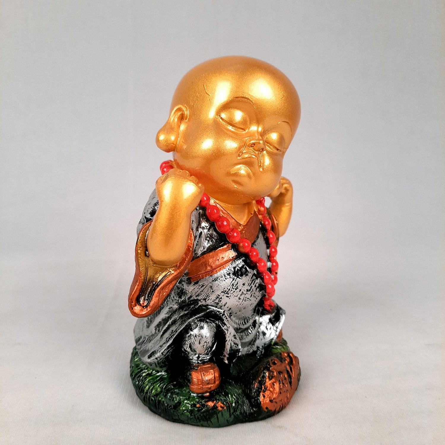 Buddha Baby Monk Showpiece Set | Child Monk Feng Shui Decor - For Good Luck, Home, Table, Office Decor, Garden & Gift - 5 Inch (Set of 3) - Apkamart