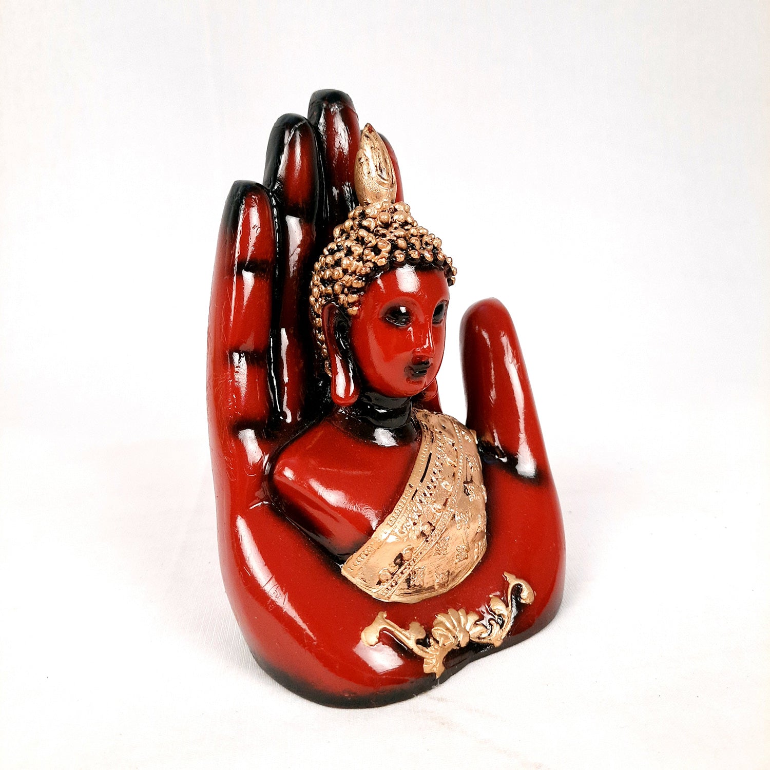 Palm Buddha Statue | Buddha Showpiece Idol | Home Decorative Item - For Living room, Home, Table, Office Decor & Gift - 6 Inch
